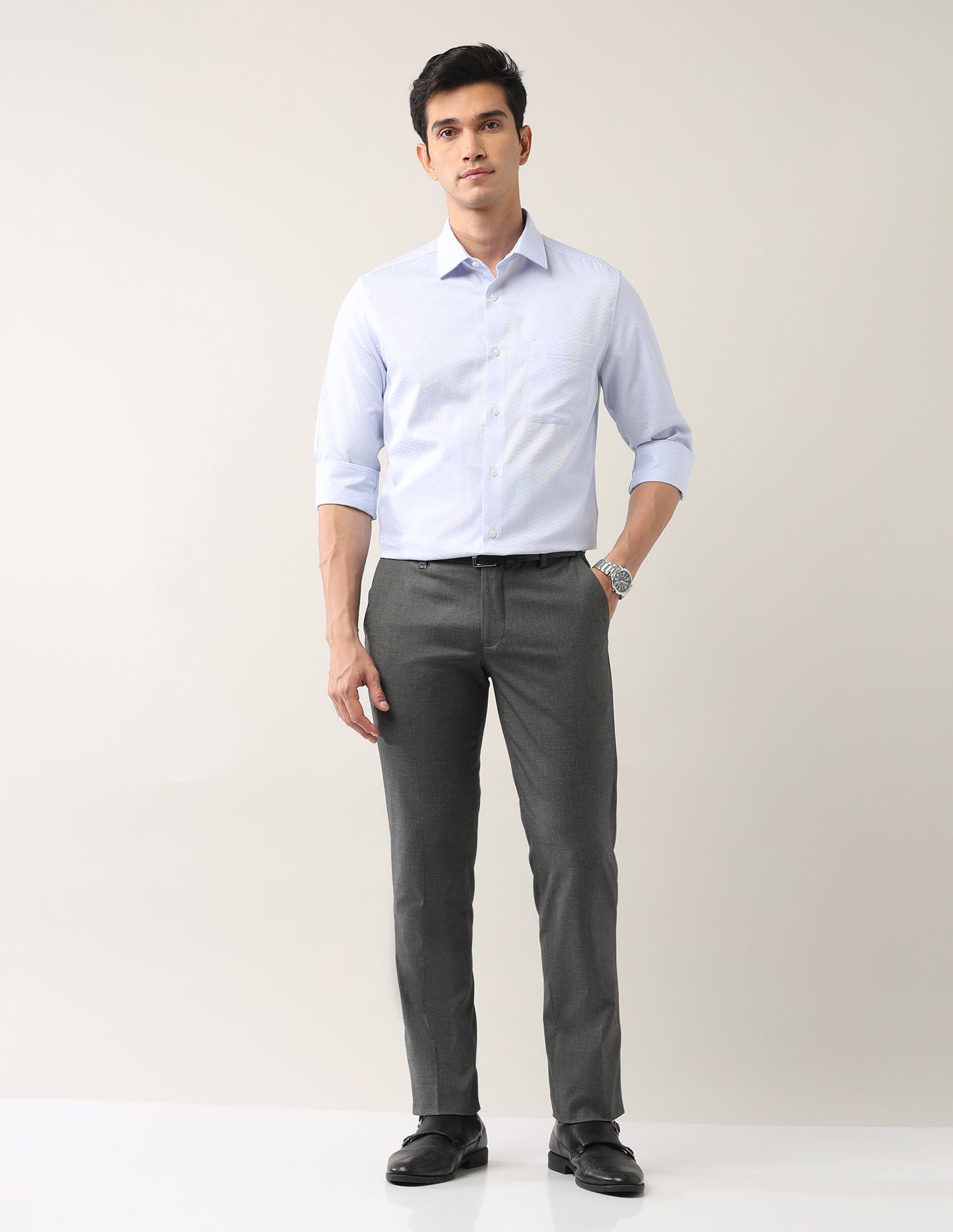 Everyday Wear Slim Fit Smart Flex Formal Trousers