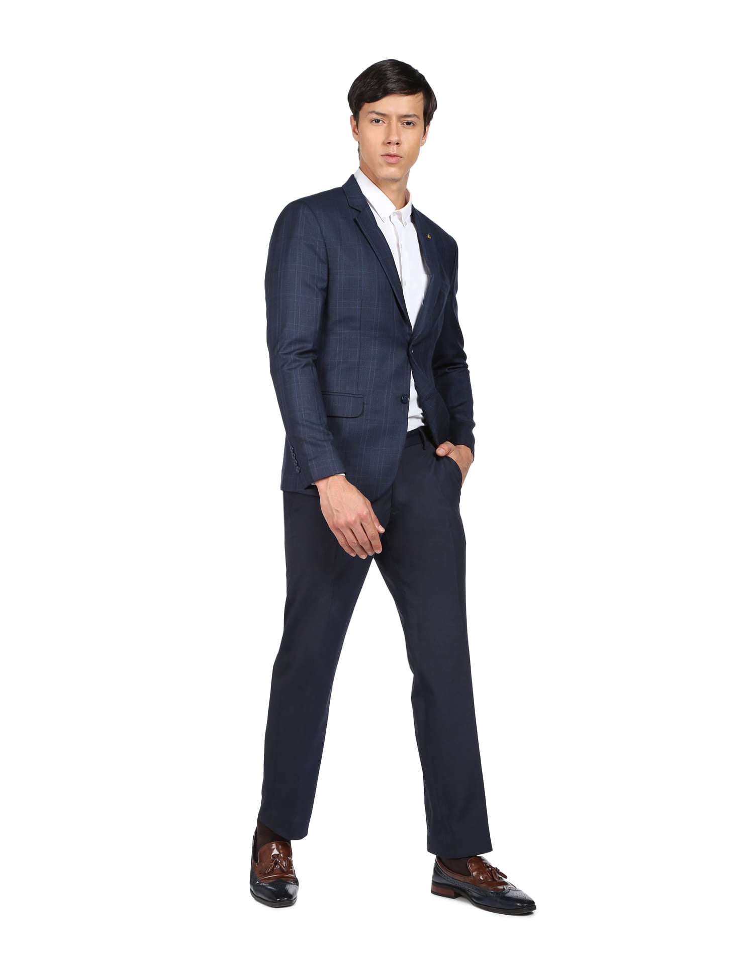 Patterned Weave Plaid Check Formal Blazer