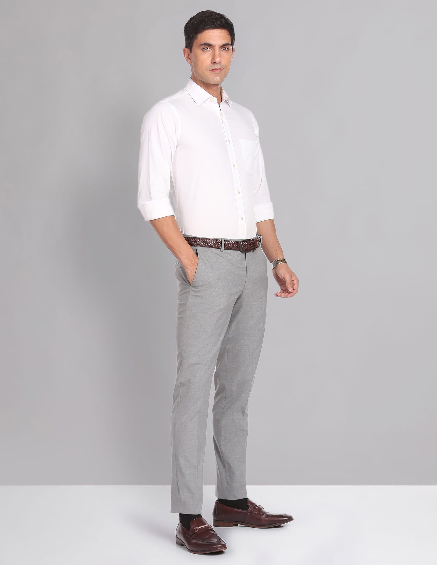 Stylish Smart Waist Heathered Formal Trousers