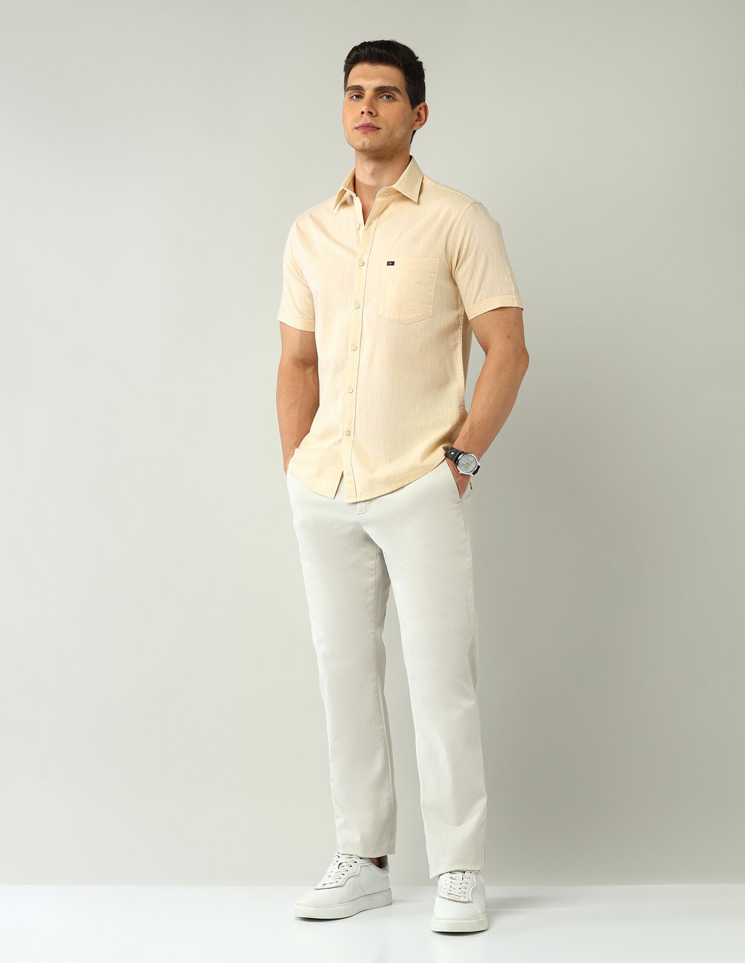 Corporate Ready Modern Slim Fit Self-Design Shirt