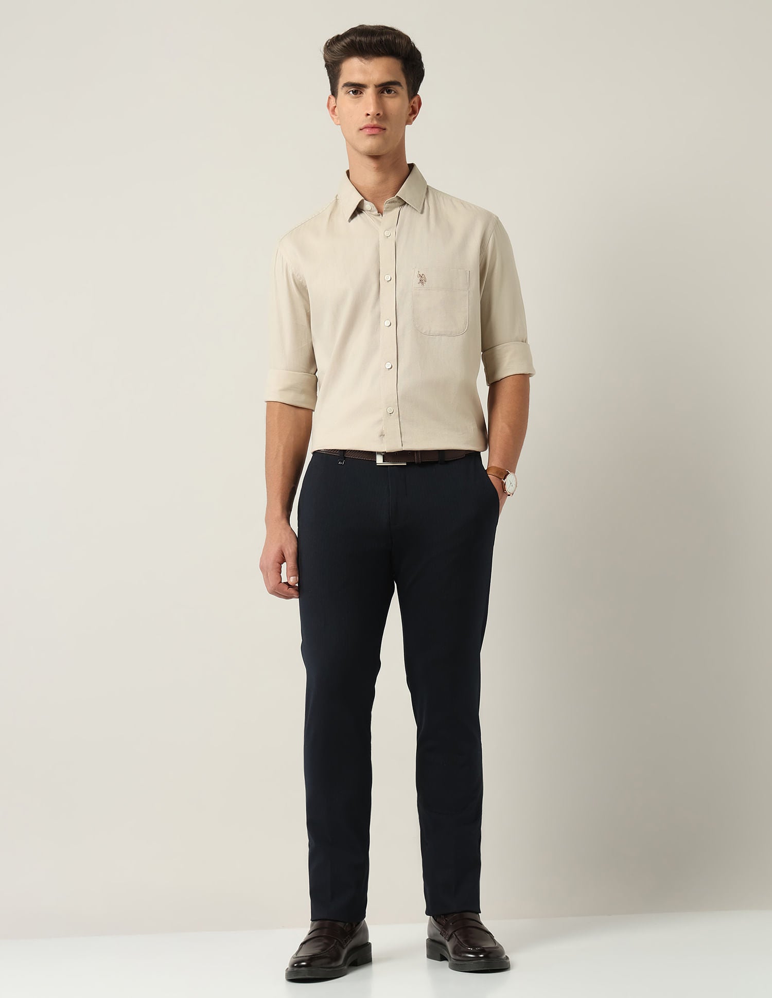 Office Classic Regular Fit Solid Trousers