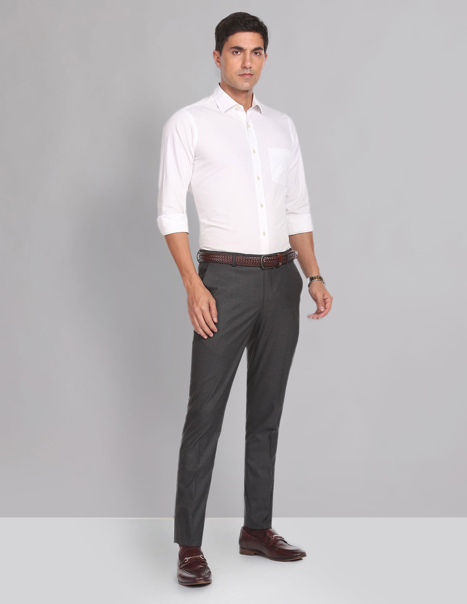Stylish Smart Waist Heathered Formal Trousers