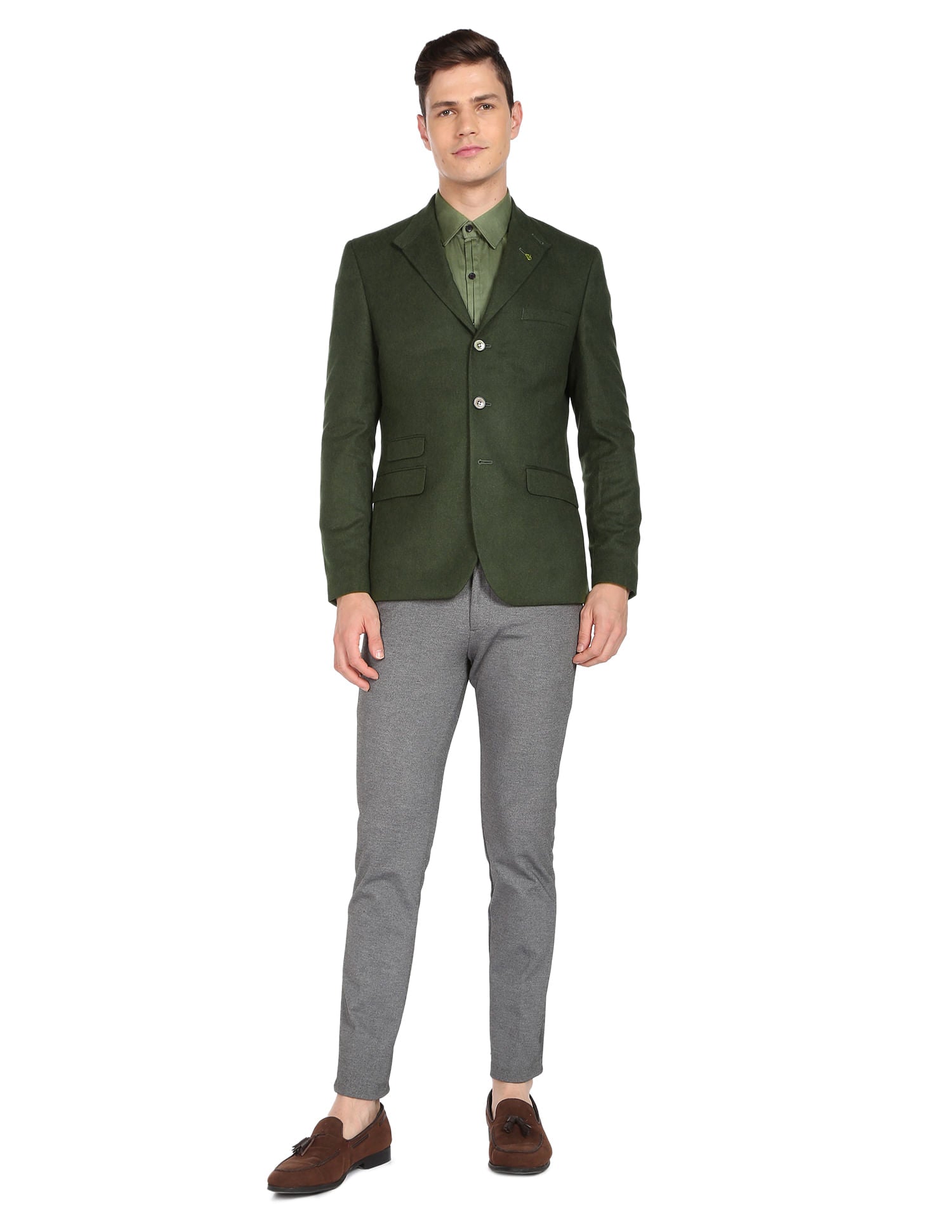 Modern Luxe Solid Twill Convertible Collar Blazer