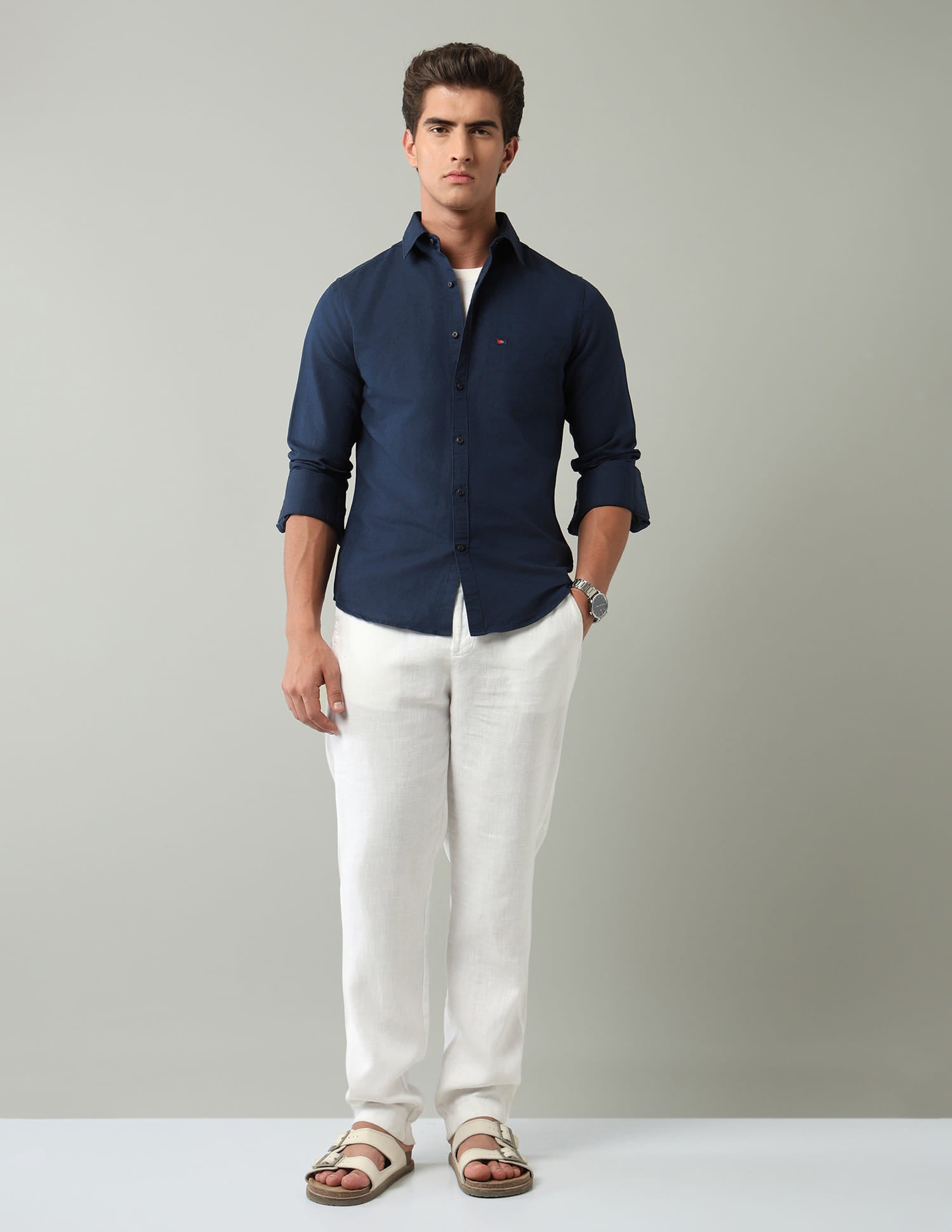 Blue Solid Modern Slim Fit Shirt