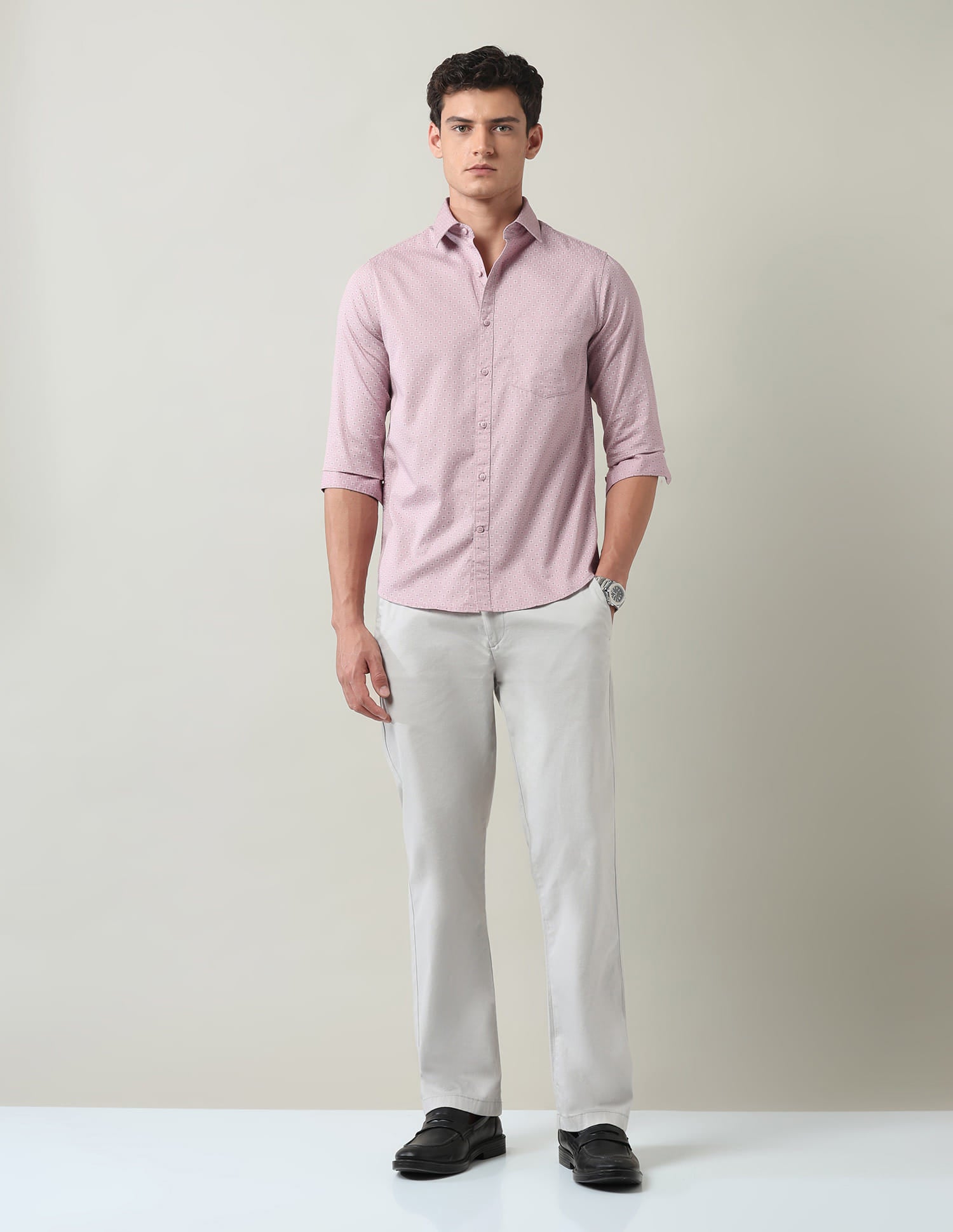 Everyday Luxe Floral Printed Slim Fit Twill Shirt