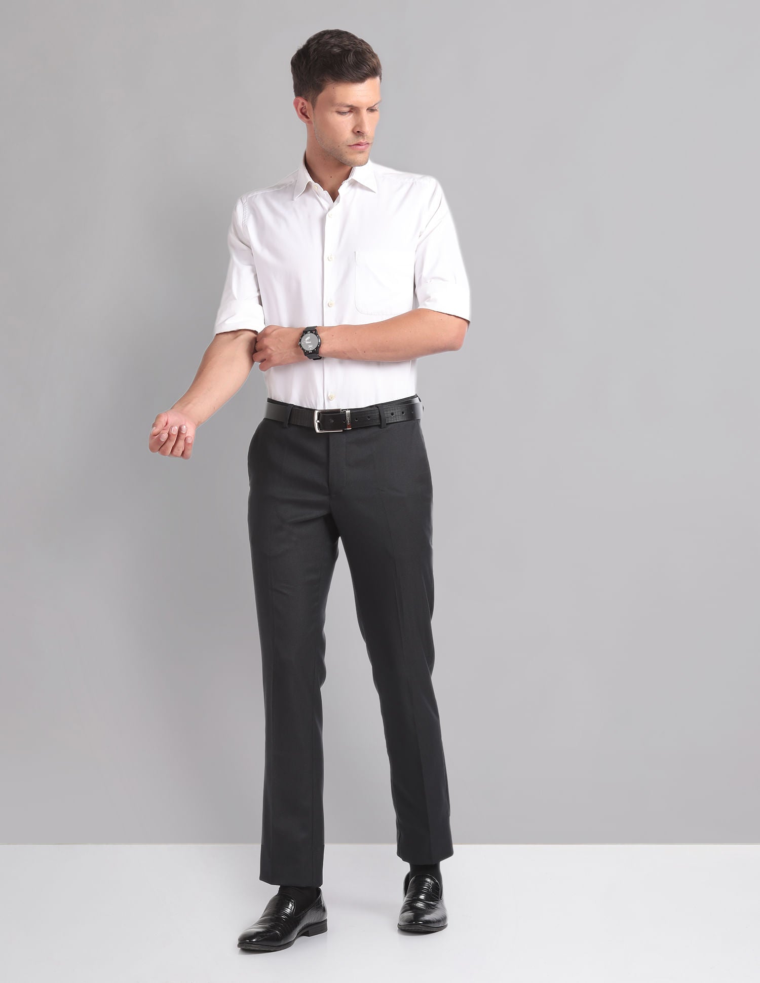 Classic Slim Fit Dobby Formal Trousers