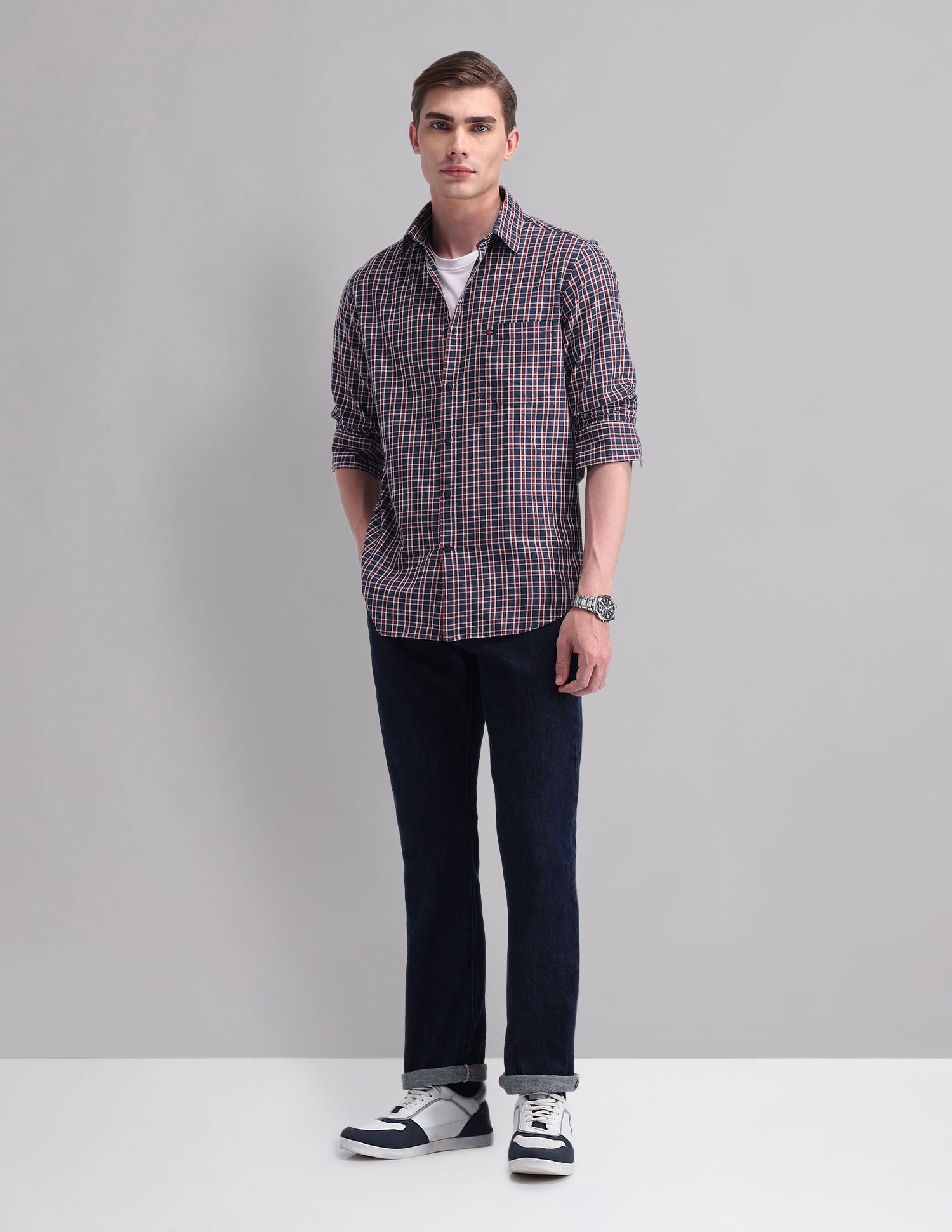 Corporate Sharp Modern Slim Fit Checked Shirt