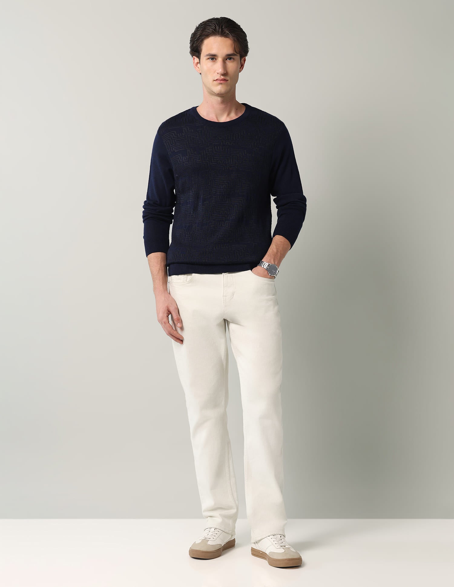 Geometric-Patterned-Regular-Fit-Sweater