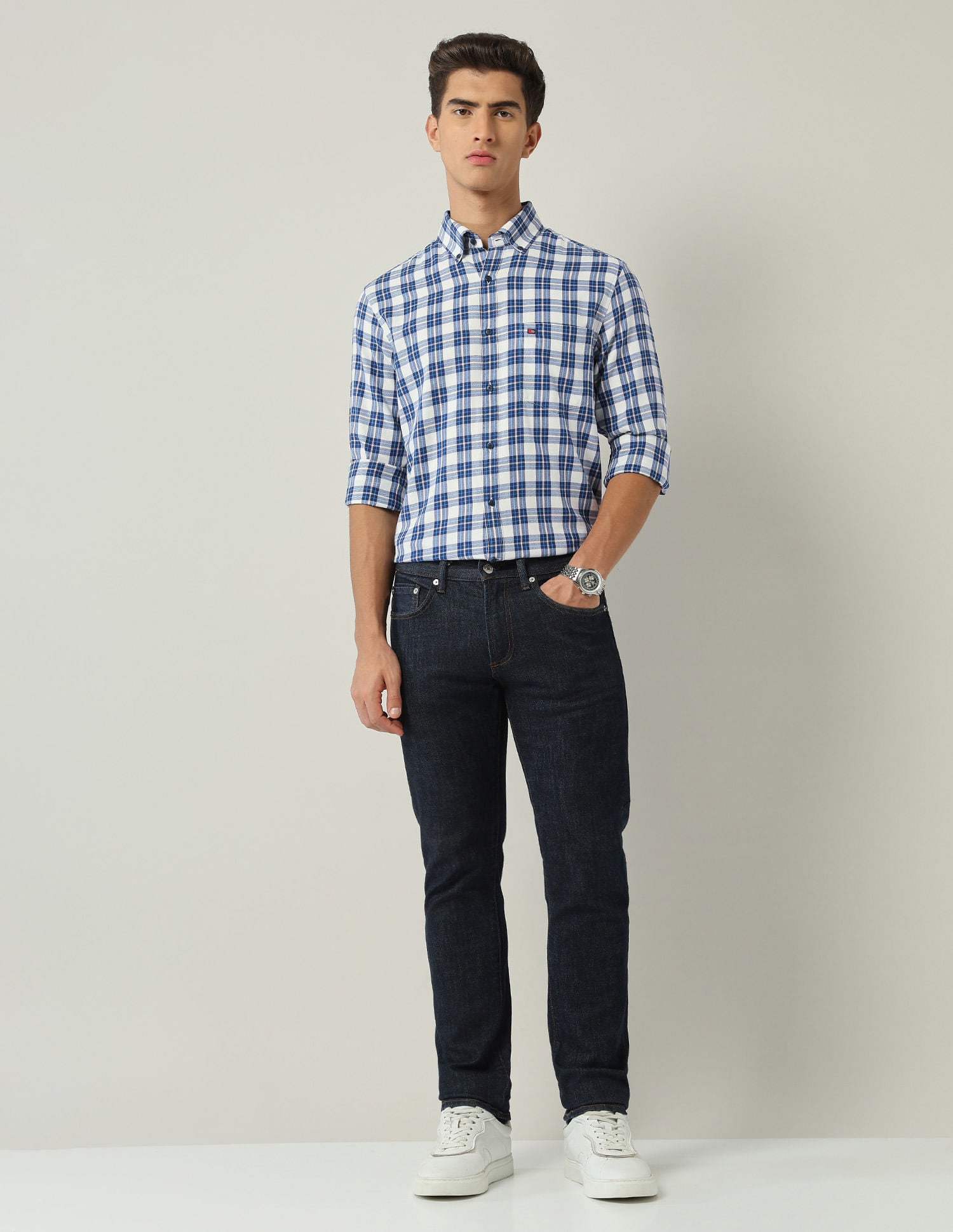 City Chronicles Modern Slim Fit Tartan Checked Shirt