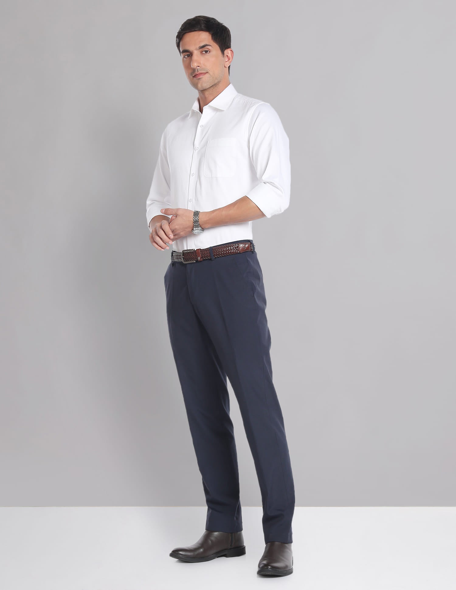 Regular Fit Solid Dobby Formal Shirt