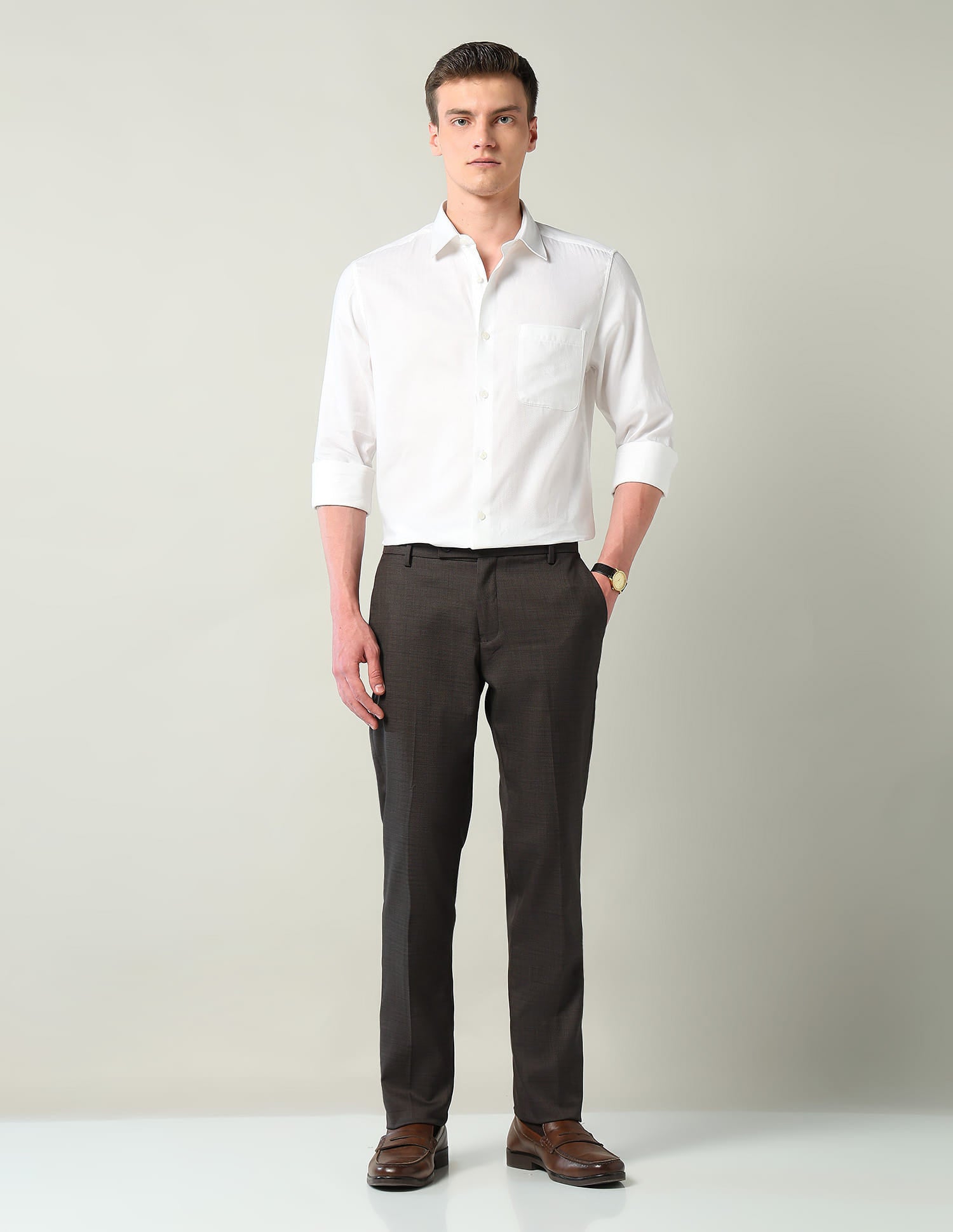 Mid Rise Regular Fit Formal Trousers
