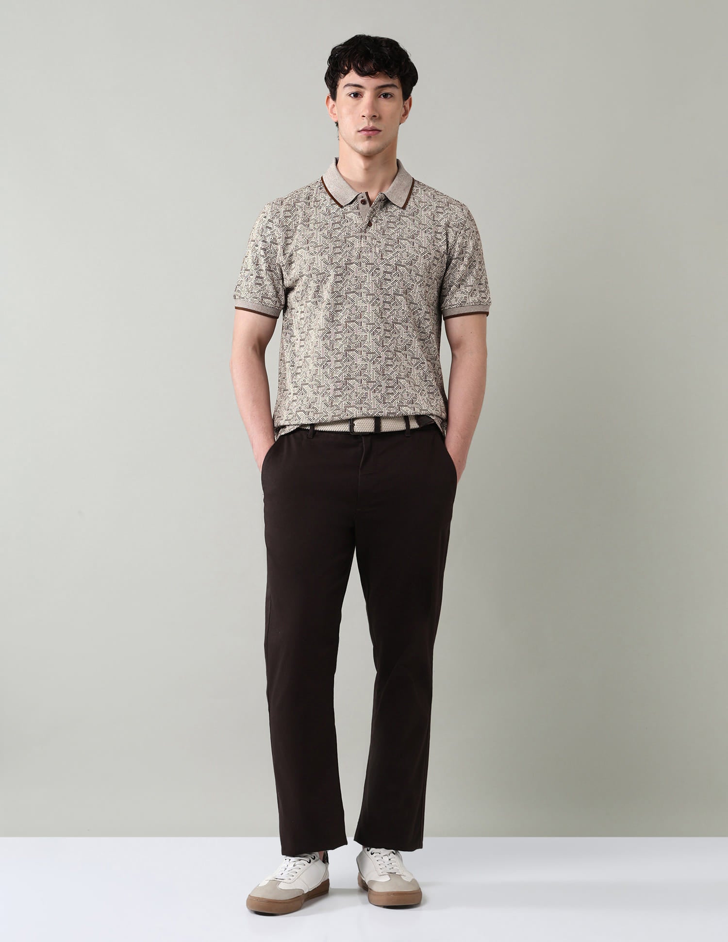 Geometric Printed Slim Fit Polo Shirt