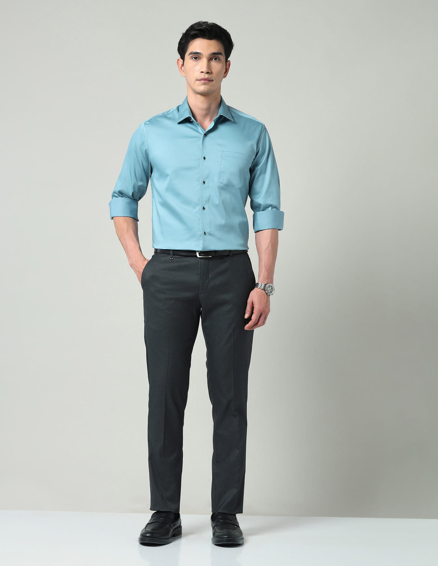 Comfort Alchemy Solid Satin Slim Fit Shirt