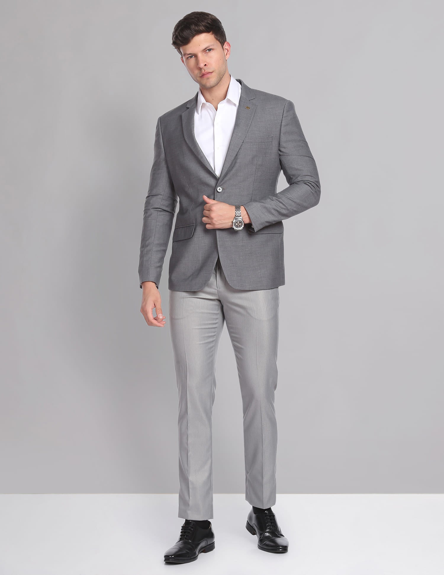 Notch Lapel Collar Heathered Formal Blazer