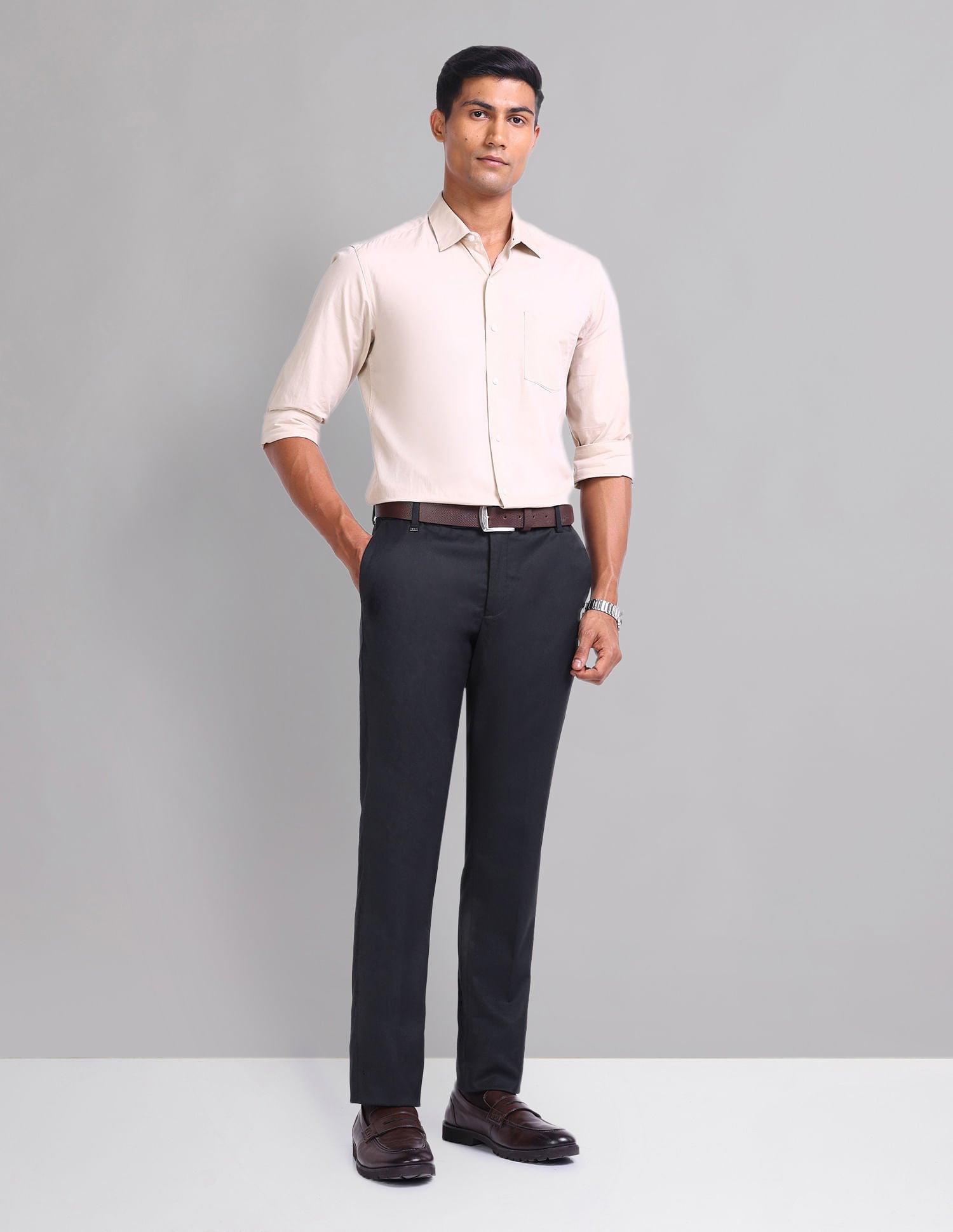 Polished Look Smart Flex Textured Trousers