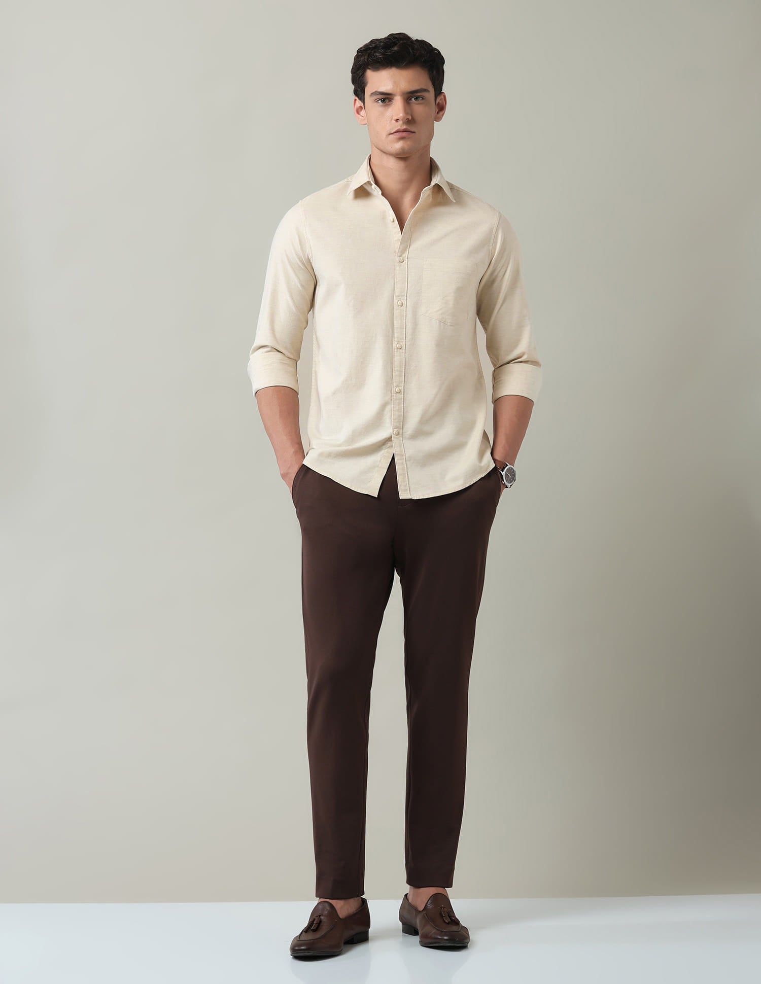 Solid Slim Fit Twill Shirt