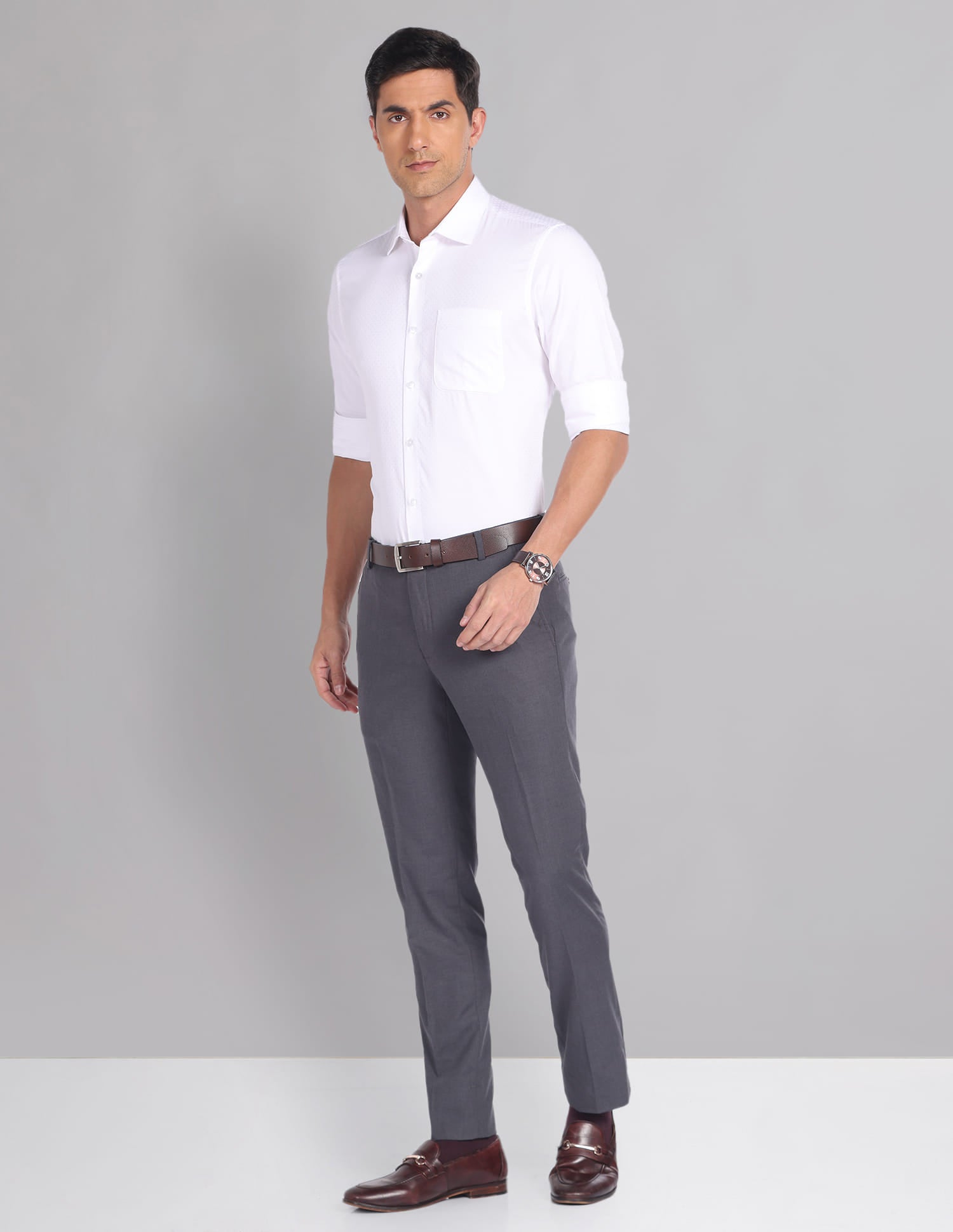 Slim Fit Solid Formal Trousers