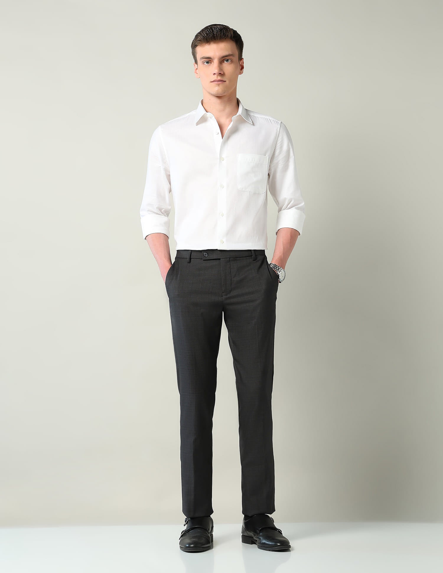 Mid Rise Regular Fit Formal Trousers