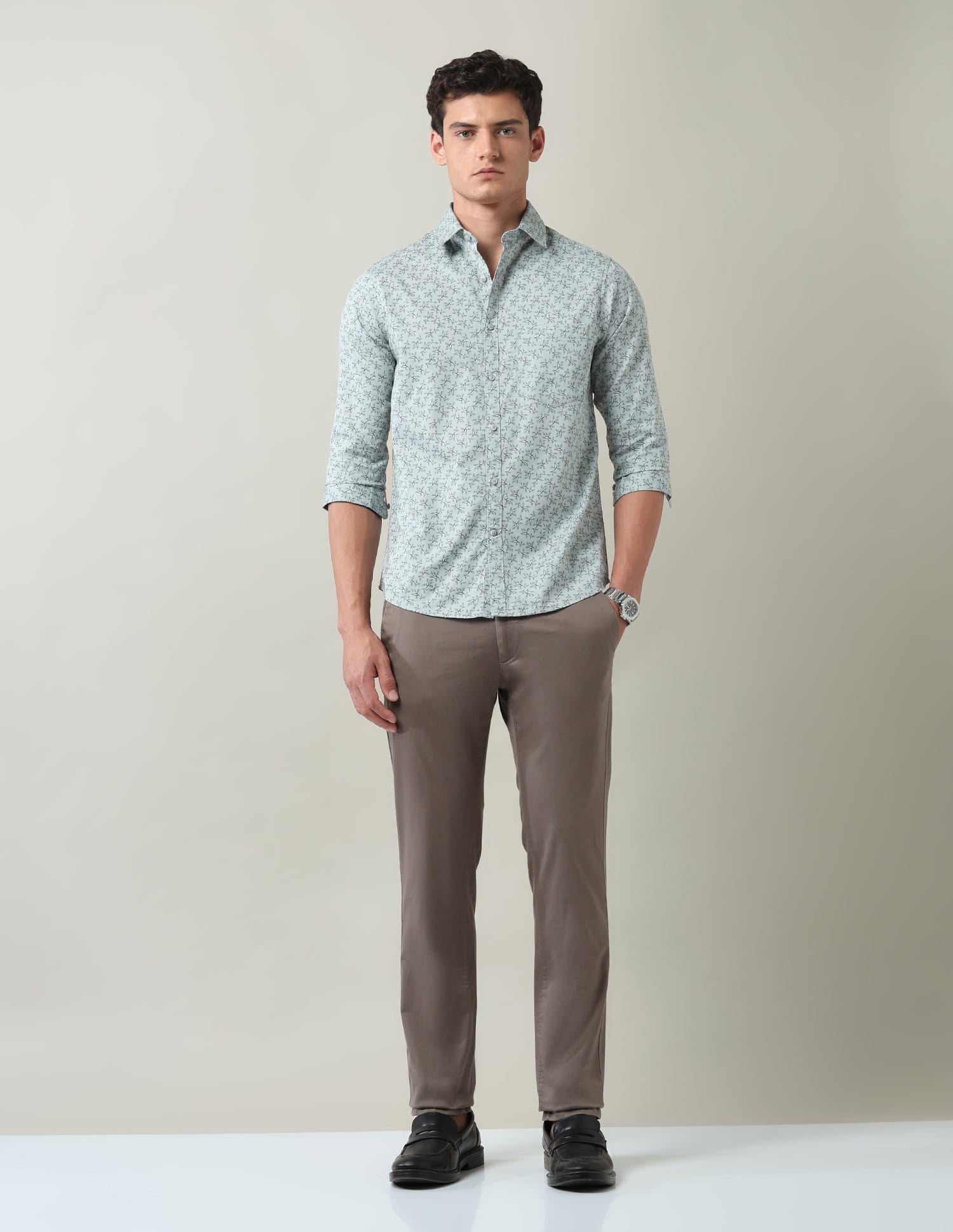 Everyday Luxe Floral Printed Slim Fit Twill Shirt