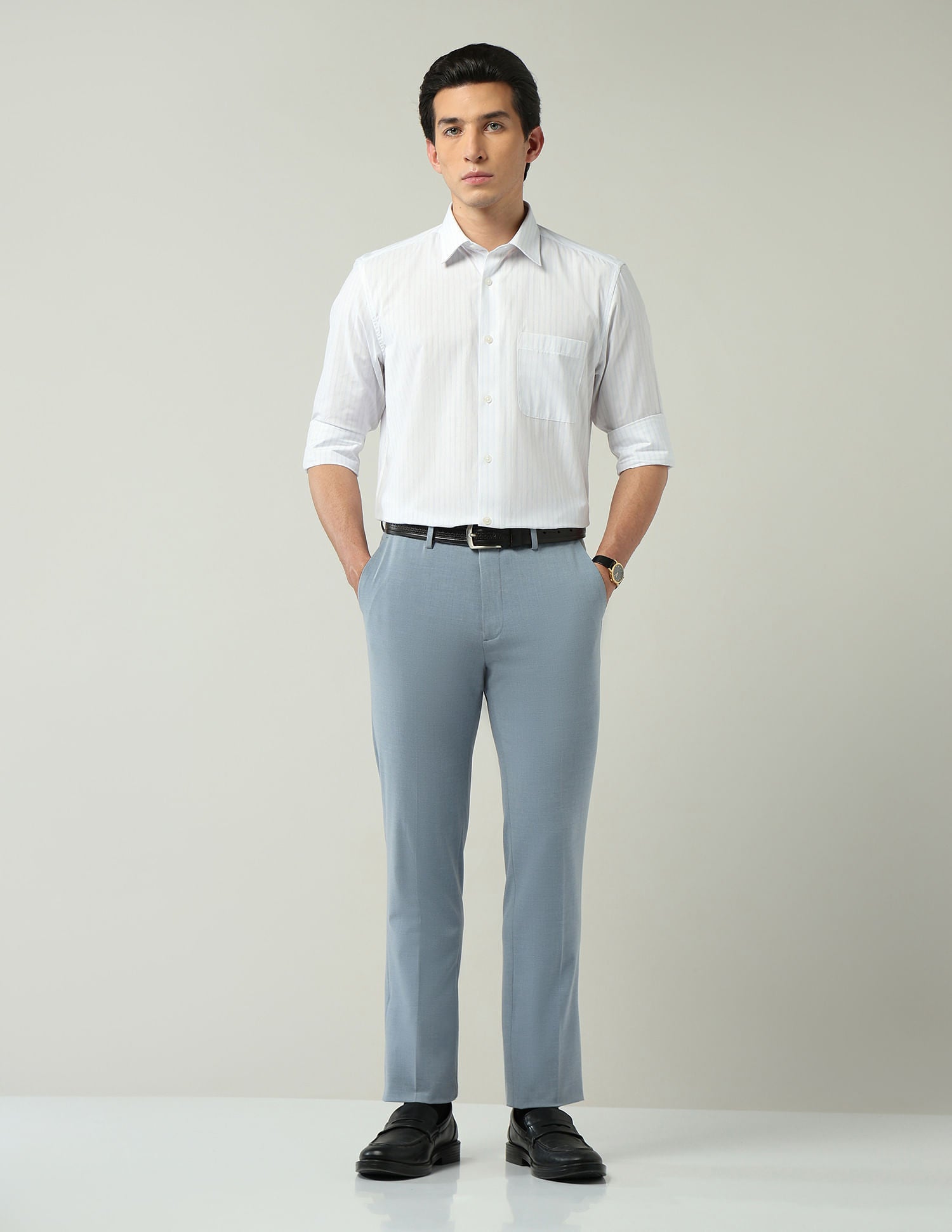 Wardrobe-Coded Regular Fit Vertical Striped Shirt