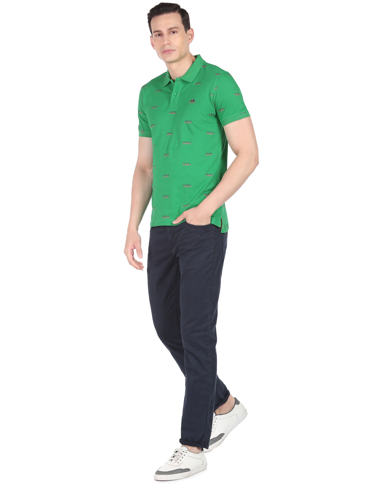 Urban Cool Typography Print Cotton Polo Shirt