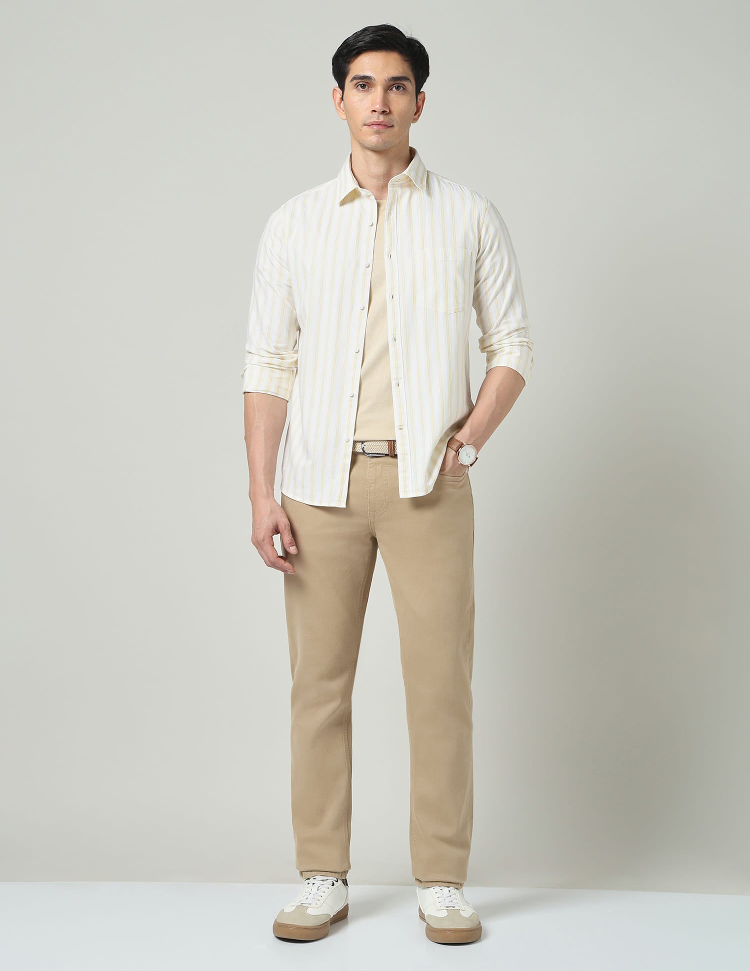 Vertical Striped Polished Twill Shirt