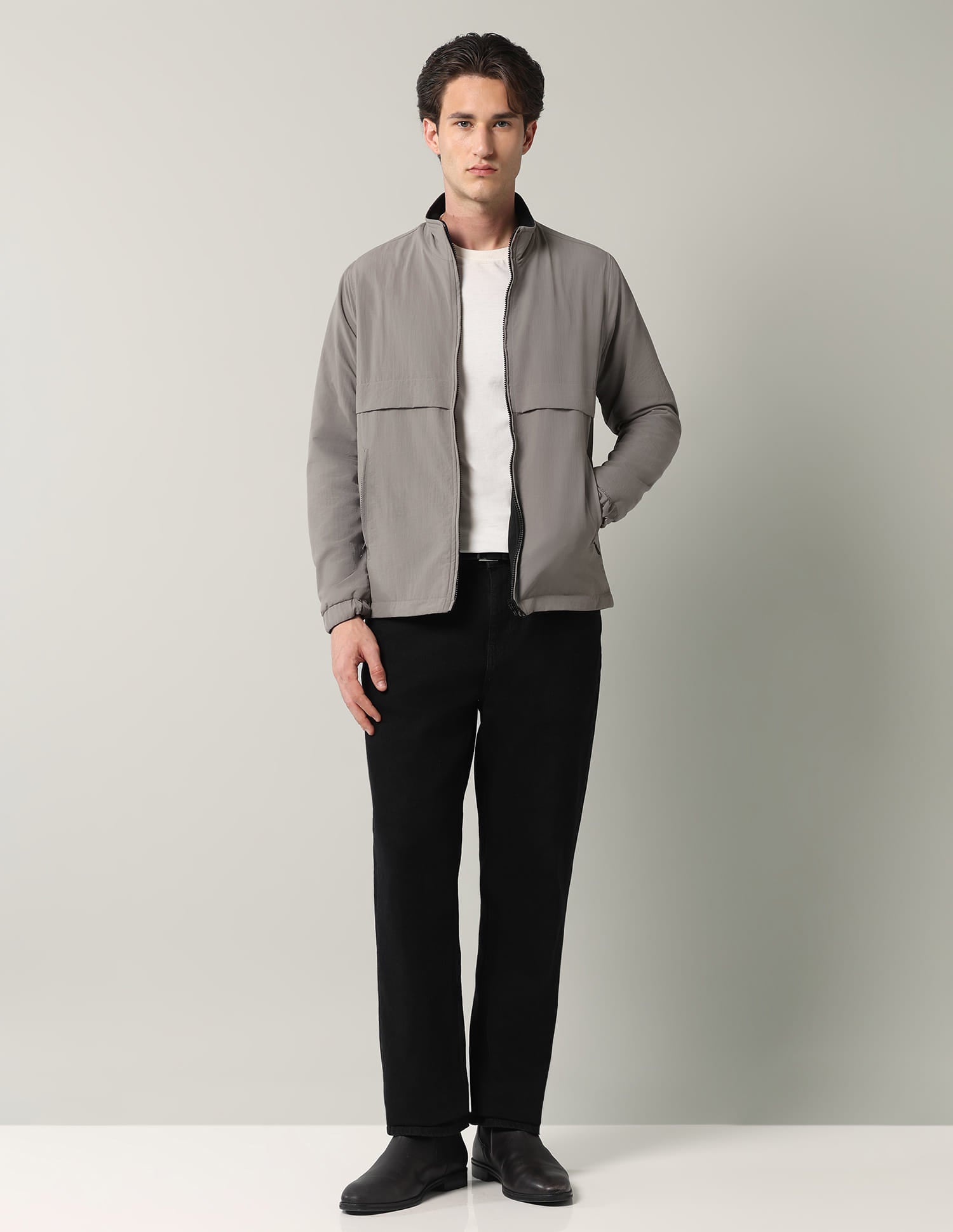 Solid Regular Fit Reversible Jacket
