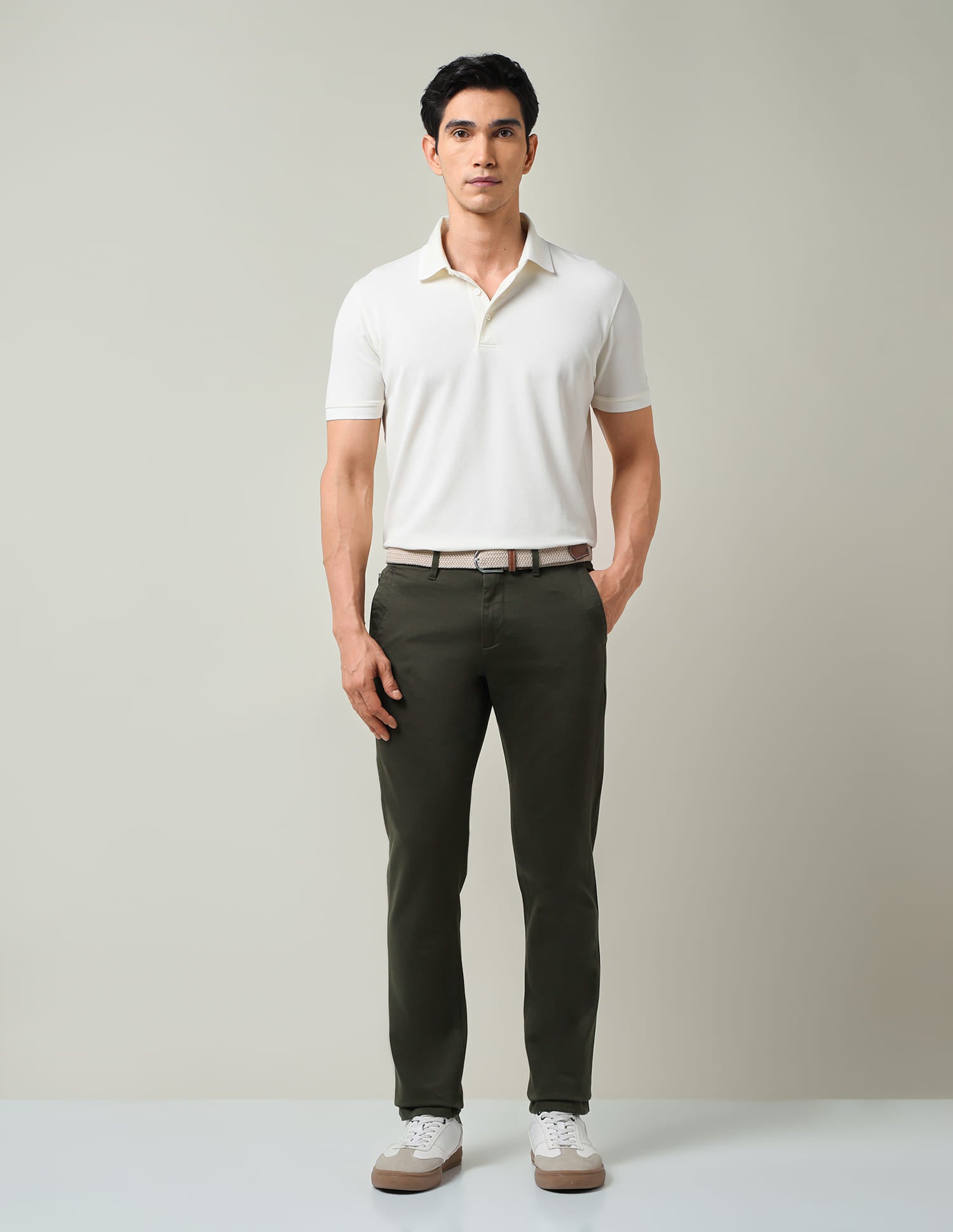 Urban Explorer Solid Slim Fit Twill Trousers