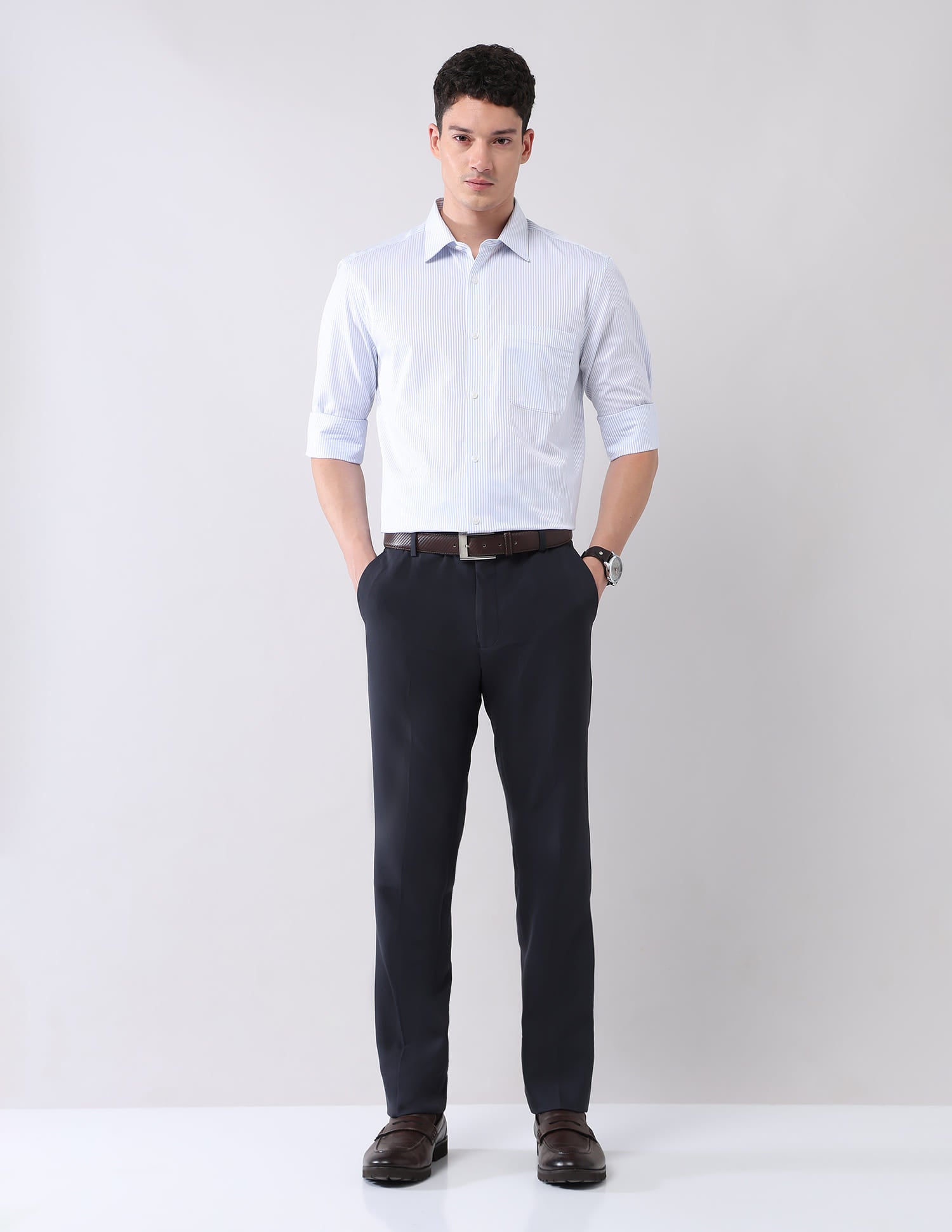Wardrobe-Coded Regular Fit Vertical Striped Shirt