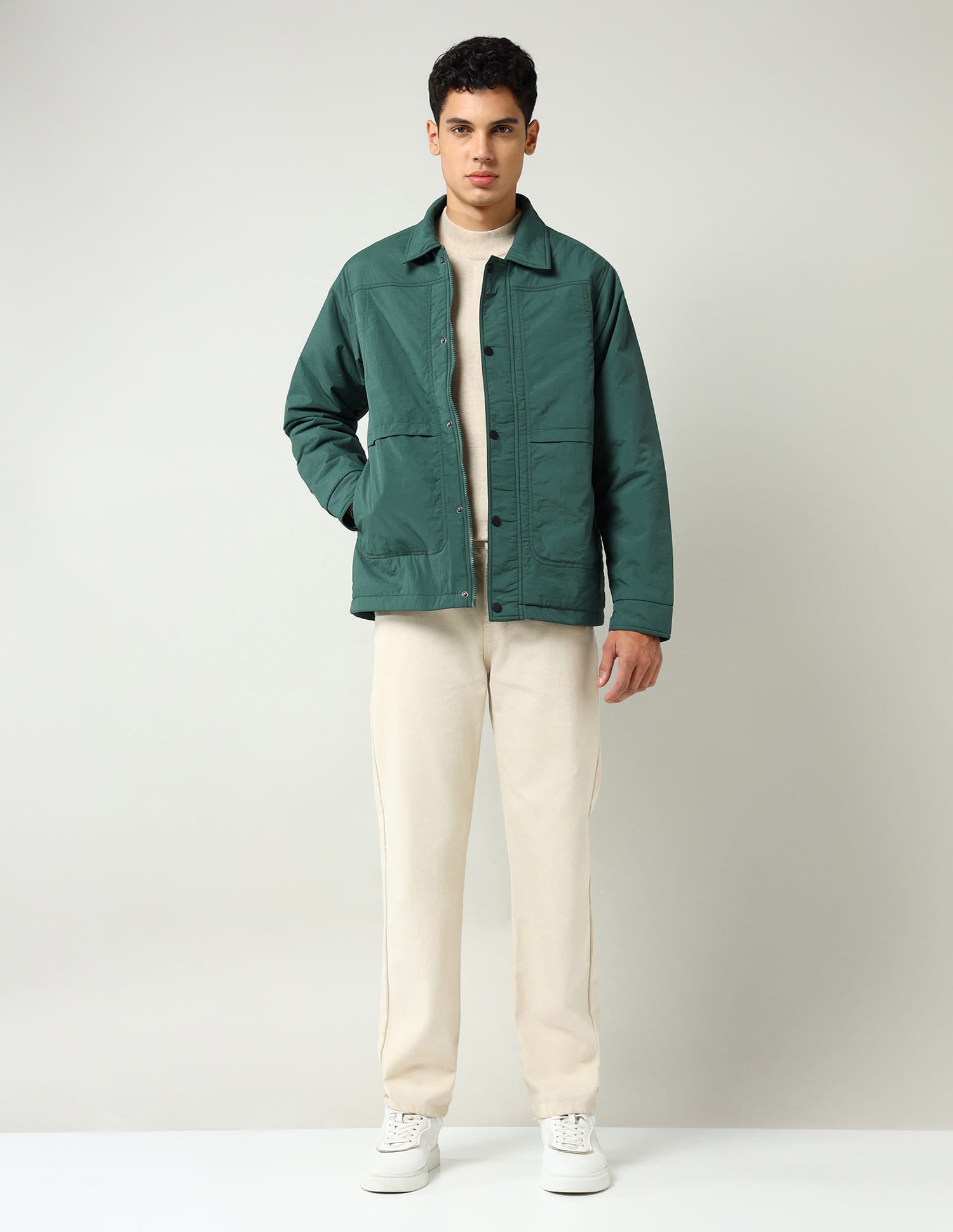 Modern Slim Fit Solid Casual Jacket