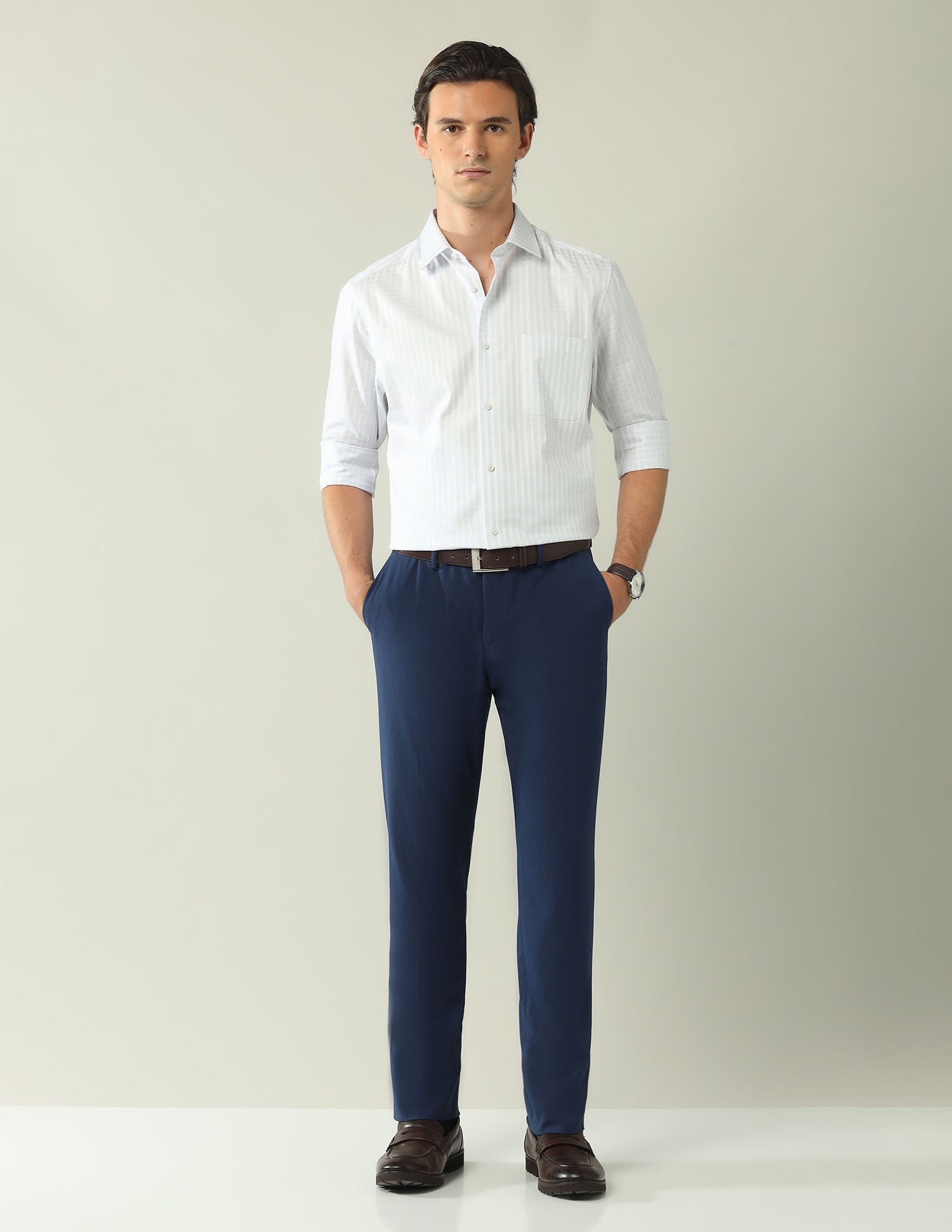 Wardrobe-Coded Regular Fit Vertical Striped Shirt
