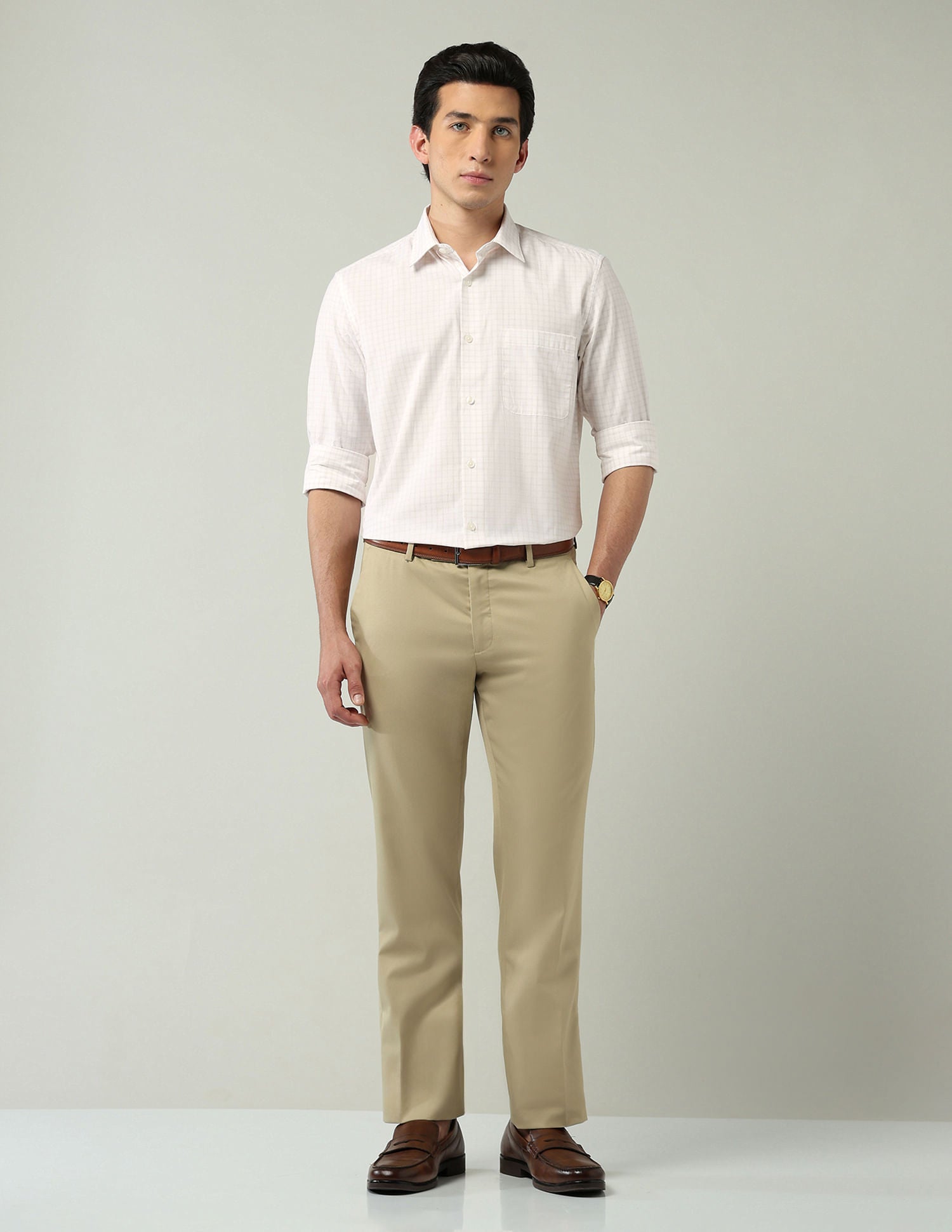 Old-School Regular Fit Grid Tattersall Checked Shirt