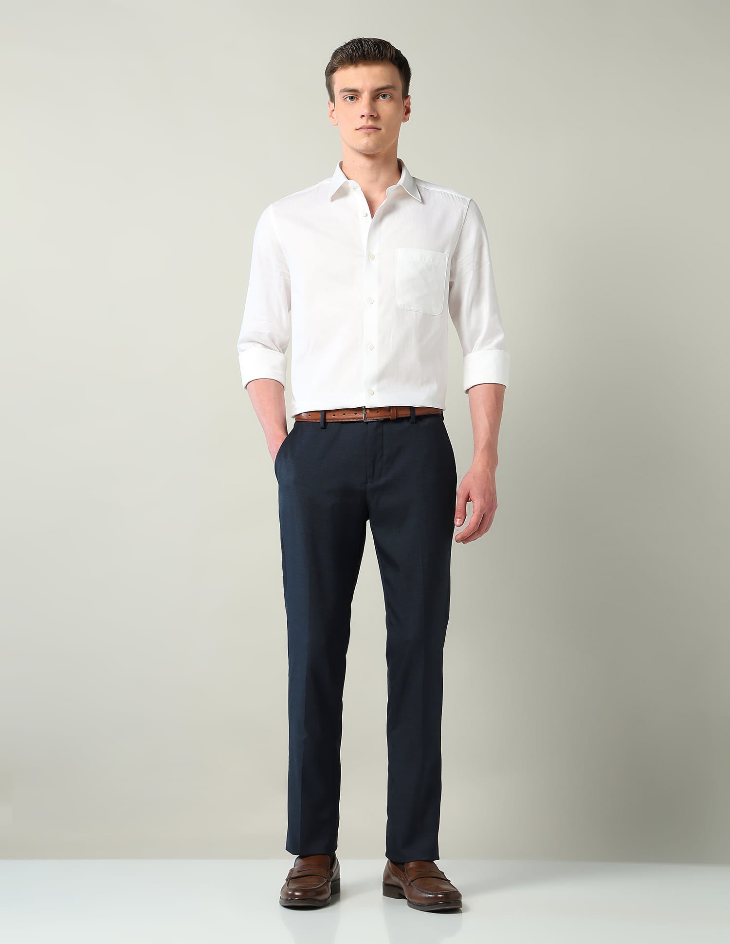 Mid Rise Regular Fit Formal Trousers