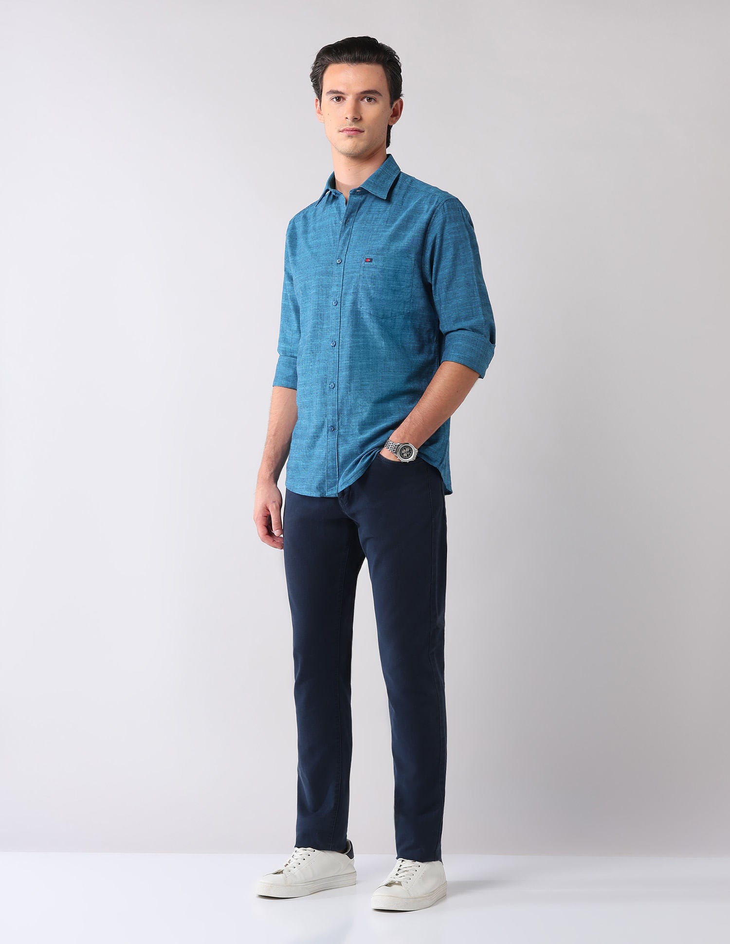 Corporate Ready Modern Slim Fit Self-Design Shirt