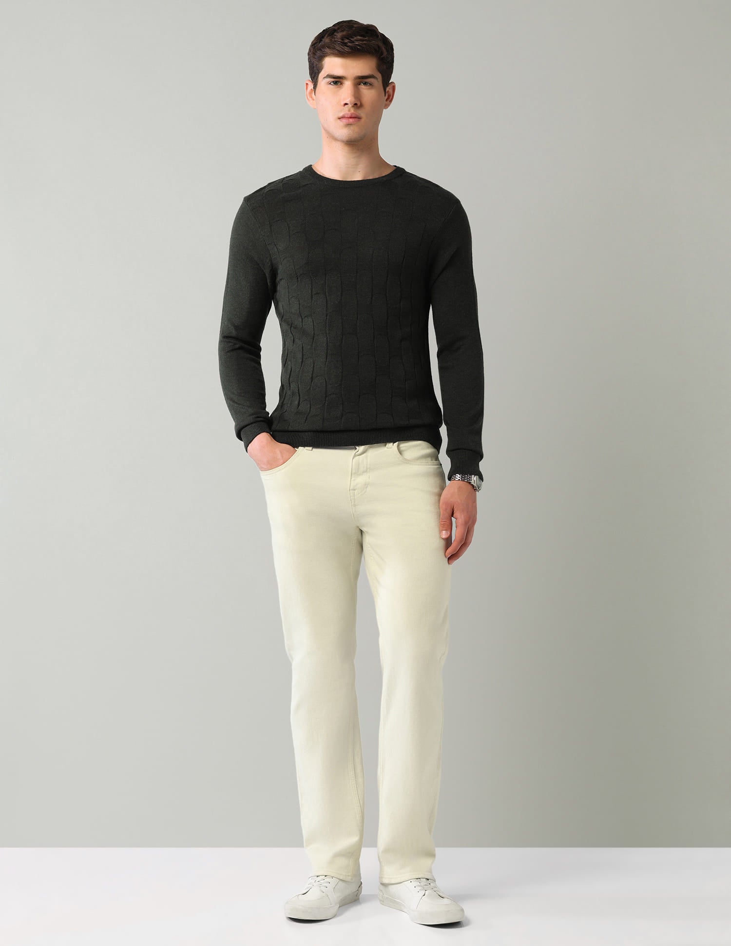 Geometric-Patterned-Regular-Fit-Sweater