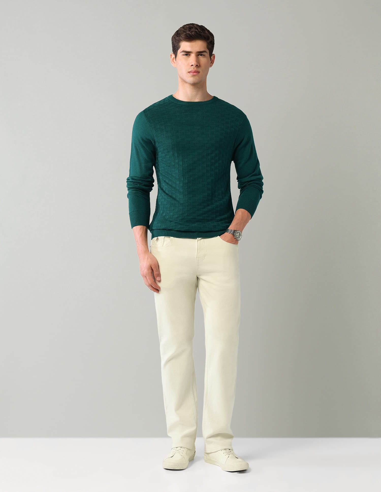Patterned Knit Mens Sweater