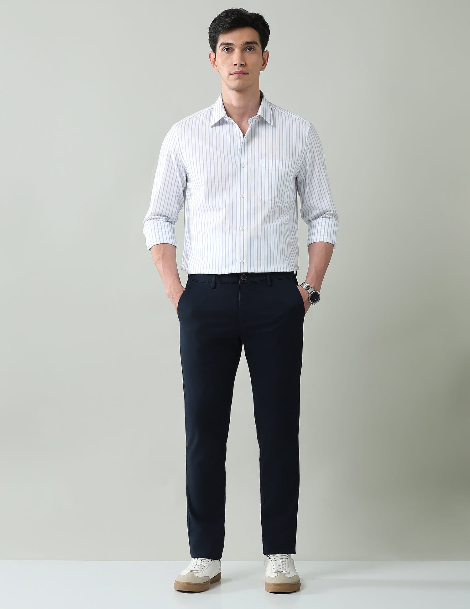 Statement Coded Vertical Striped Regular Fit Dobby Shirt