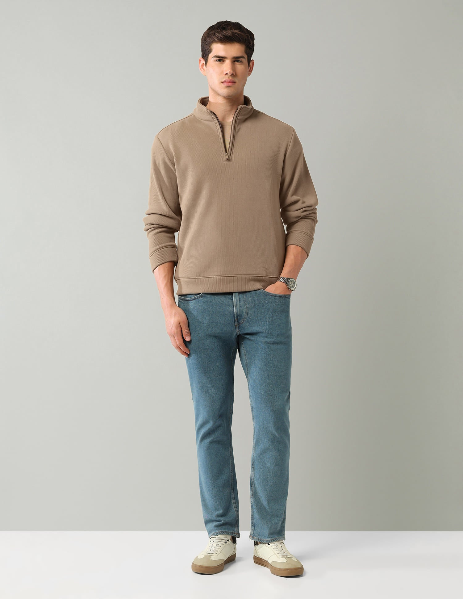 Textured Regular Fit Sweatshirt