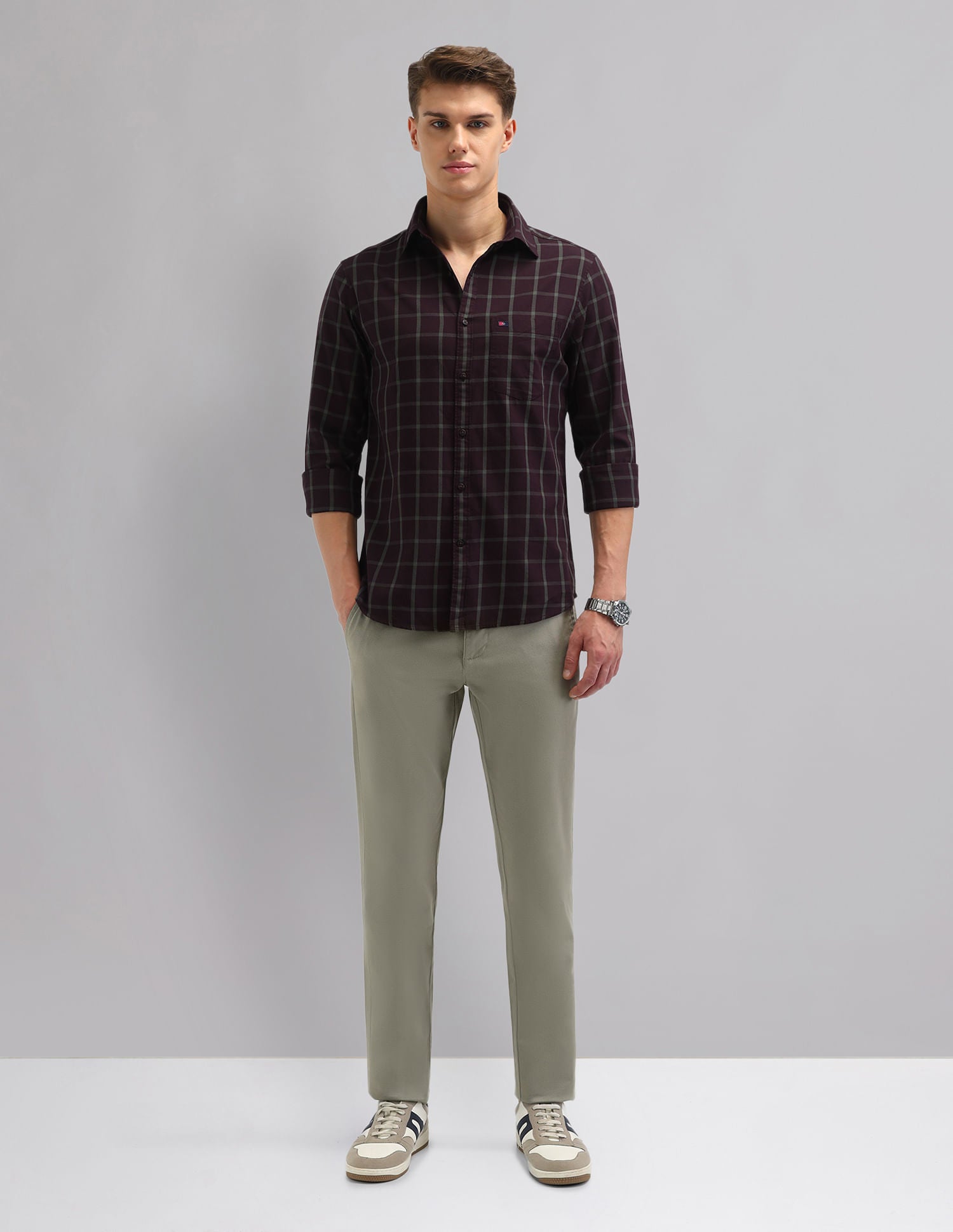 Corporate Sharp Modern Slim Fit Checked Shirt