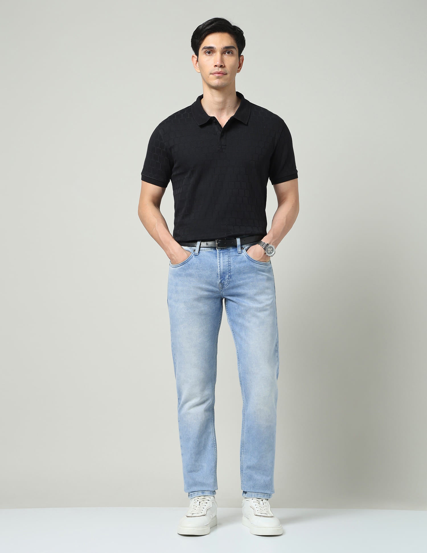 All Day Essential Slim Fit Mid-Rise Stone Wash Jeans
