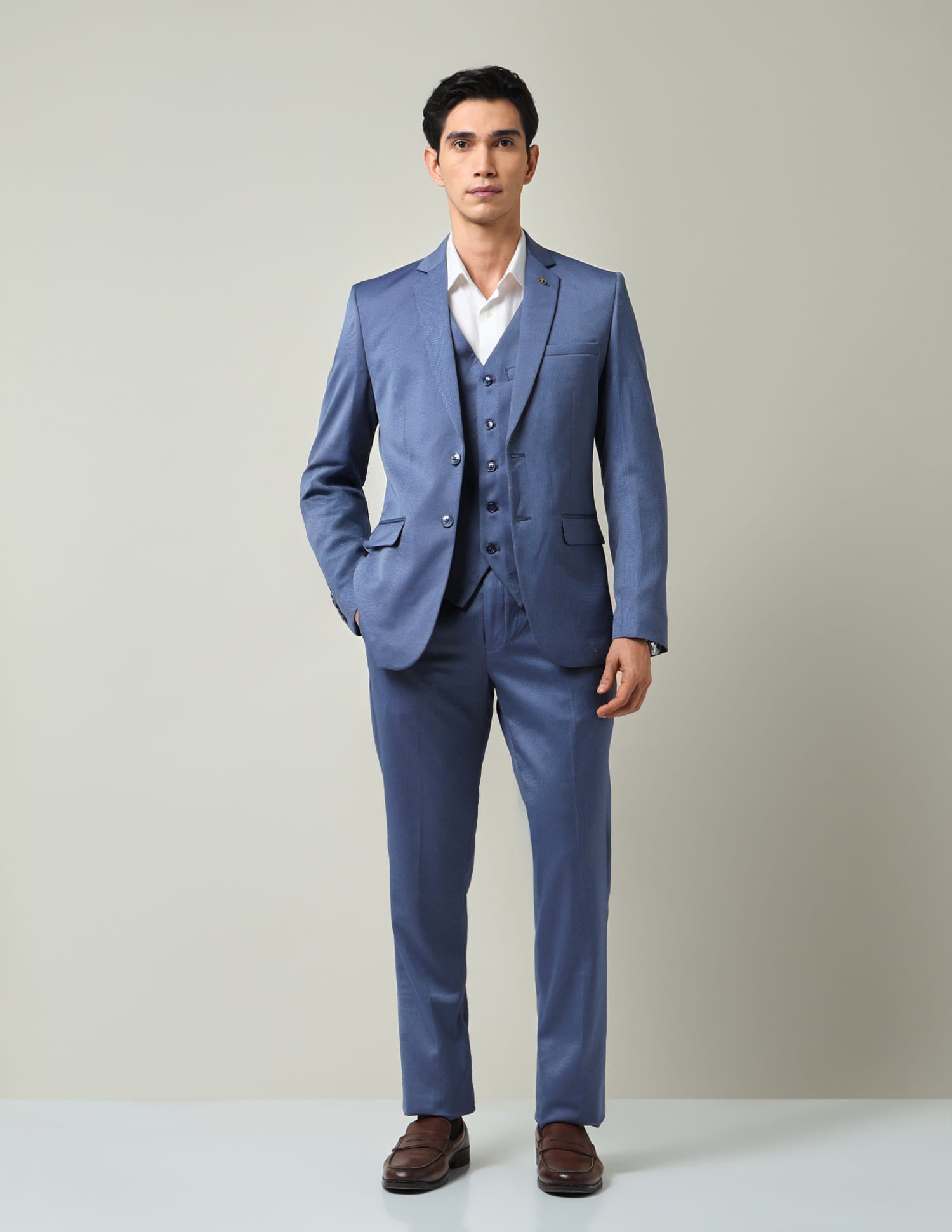 Boardroom Essential Solid Regular Fit Dobby Weave Suit