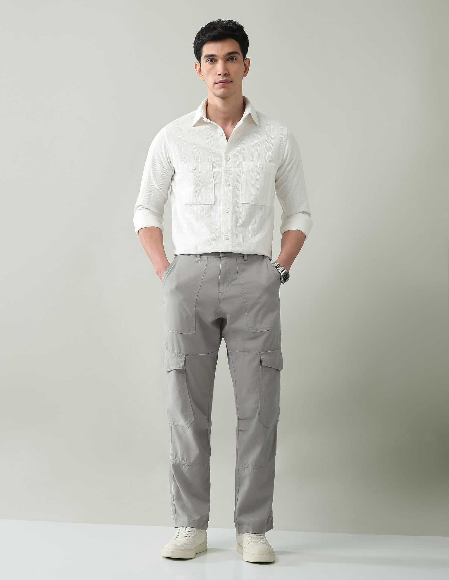 Wanderer Solid Regular Fit Cargos