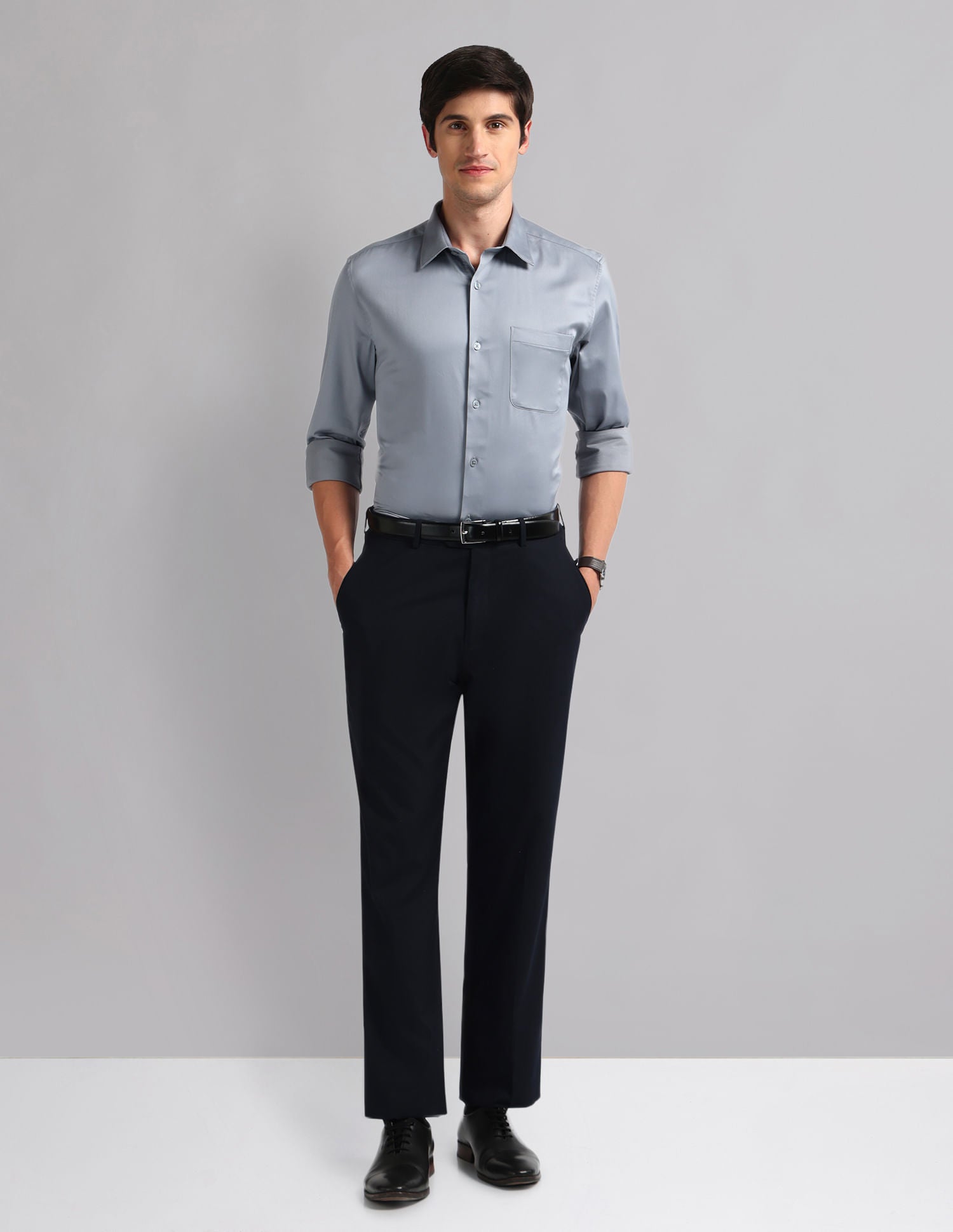 Smart & Regular Fit Sateen Shirt