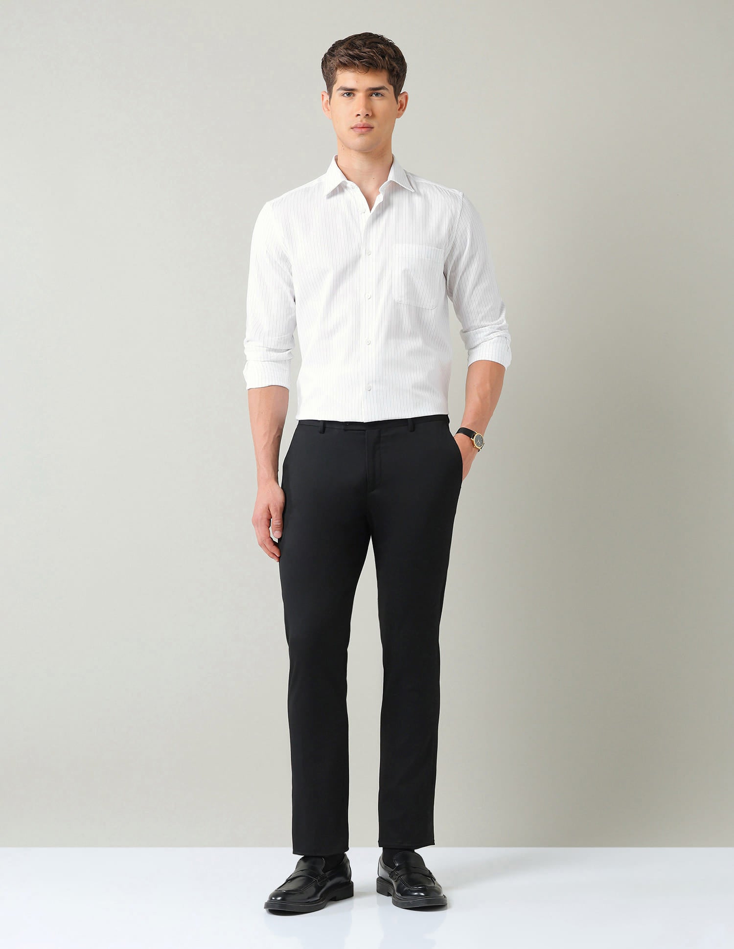Vertical Striped Dobby Weave Regular Fit Shirt