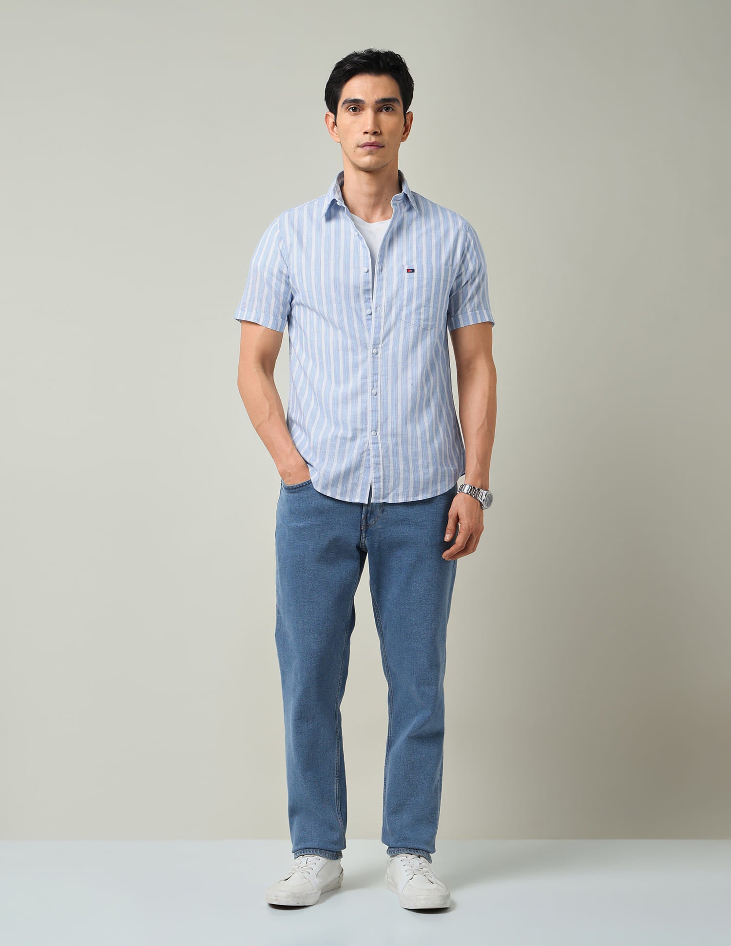 Modern Slim Fit All-Over Self Design Shirt