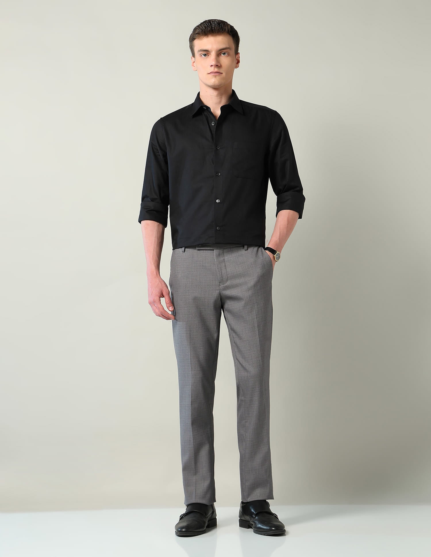 Mid Rise Regular Fit Formal Trousers