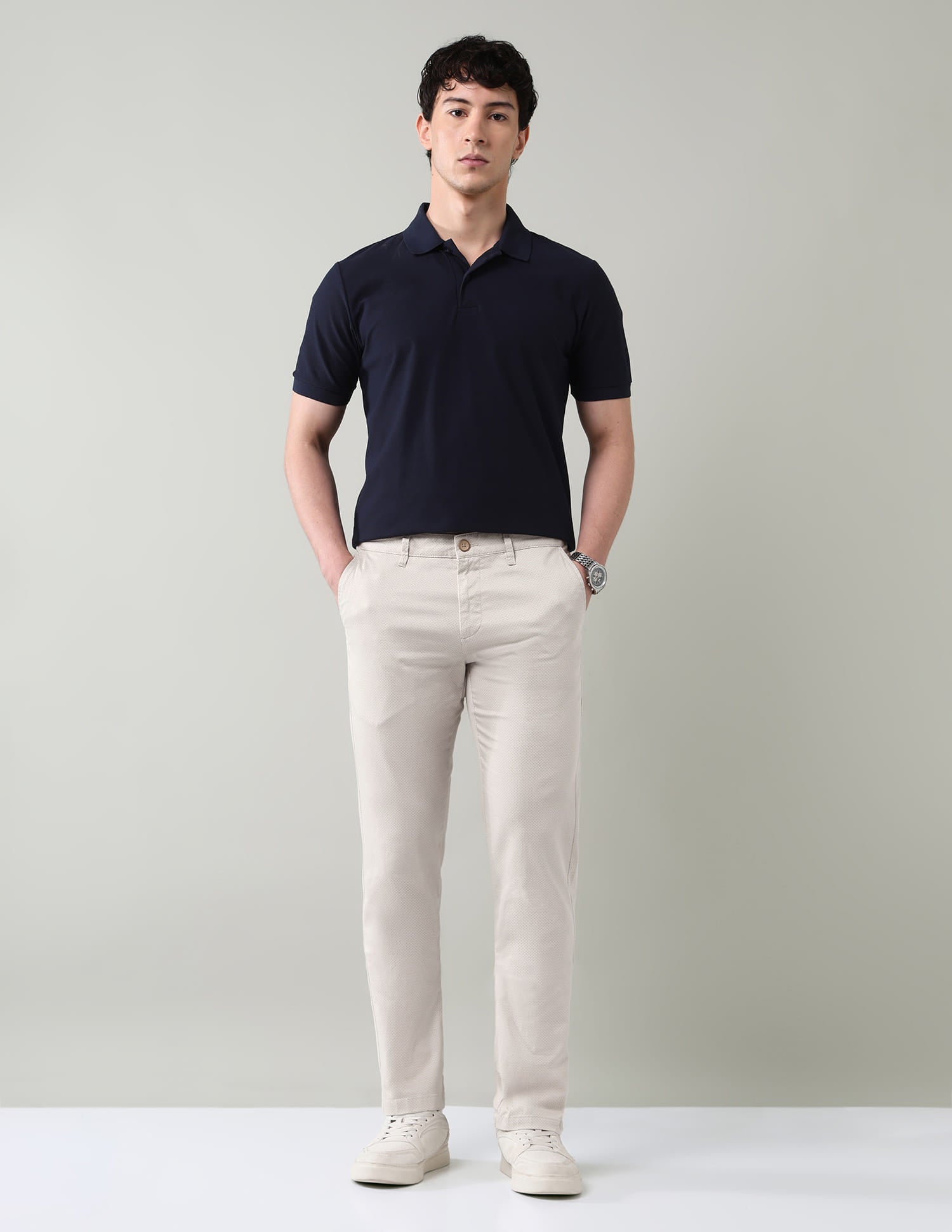 Geometric Printed Slim Fit Trousers