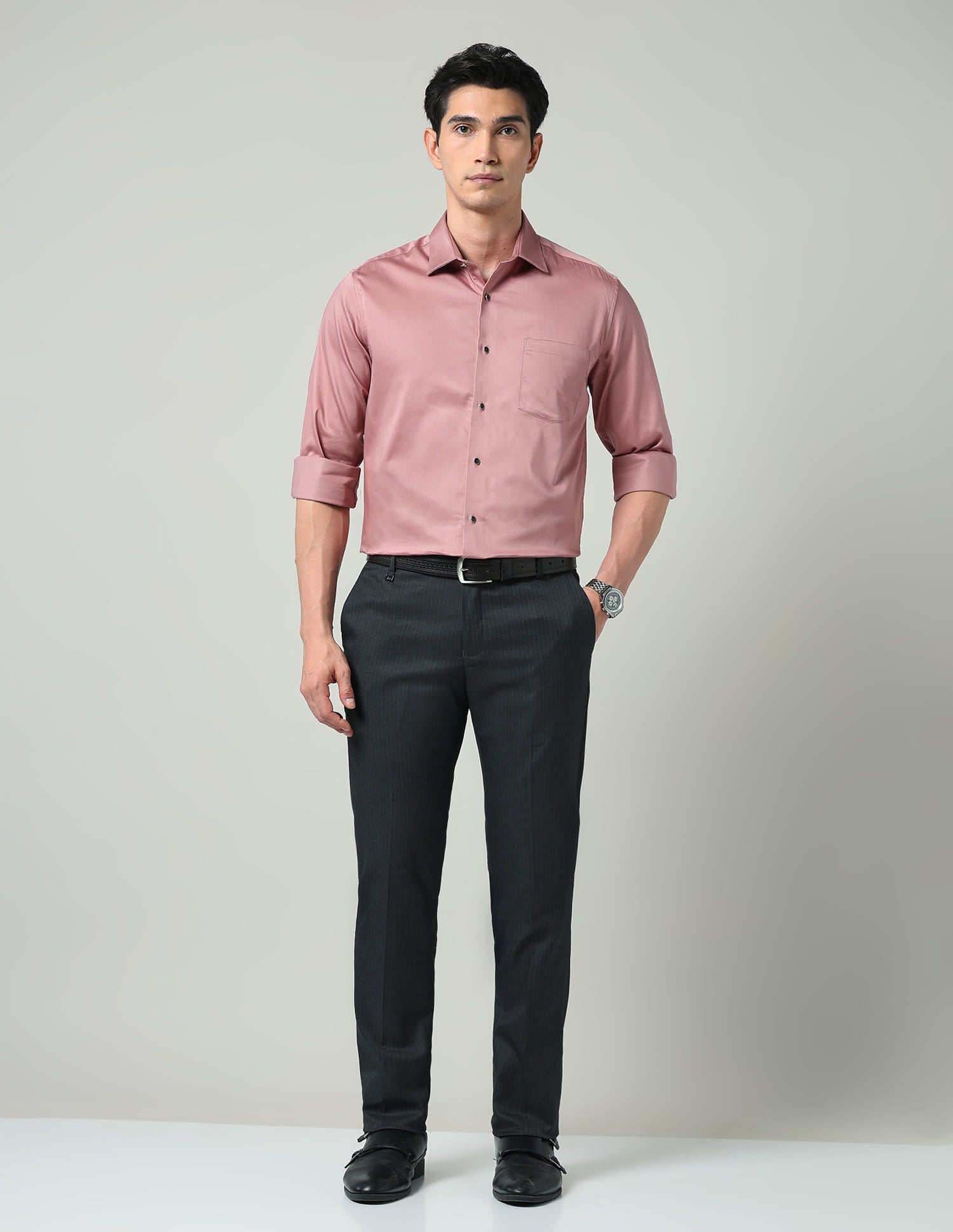 Comfort Alchemy Solid Satin Slim Fit Shirt