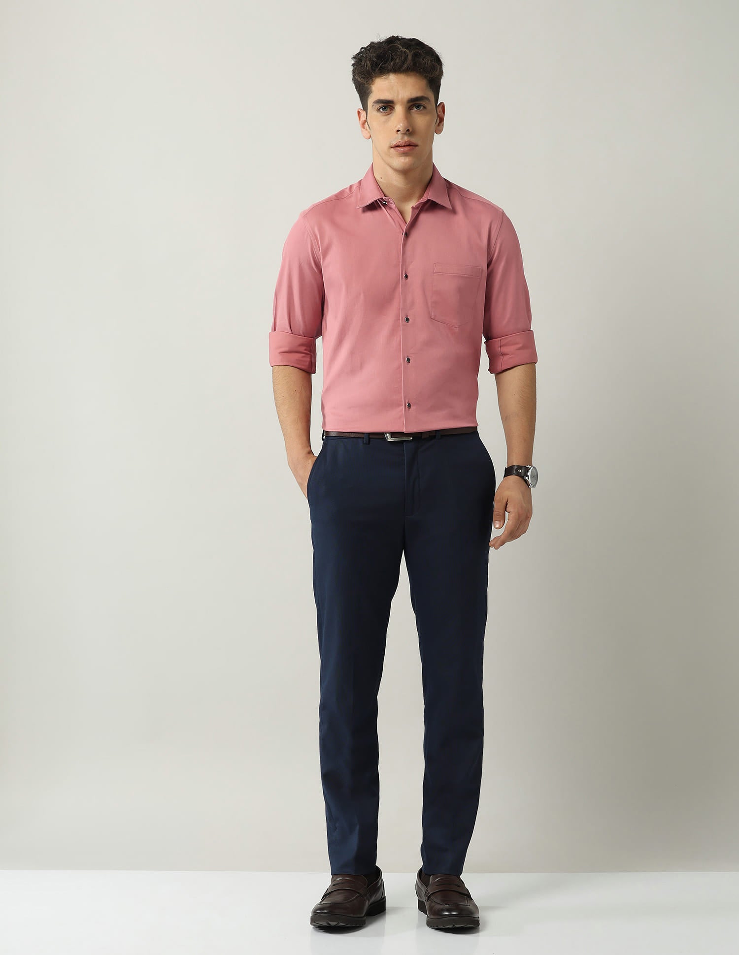 Slim Fit Satin Solid Shirt