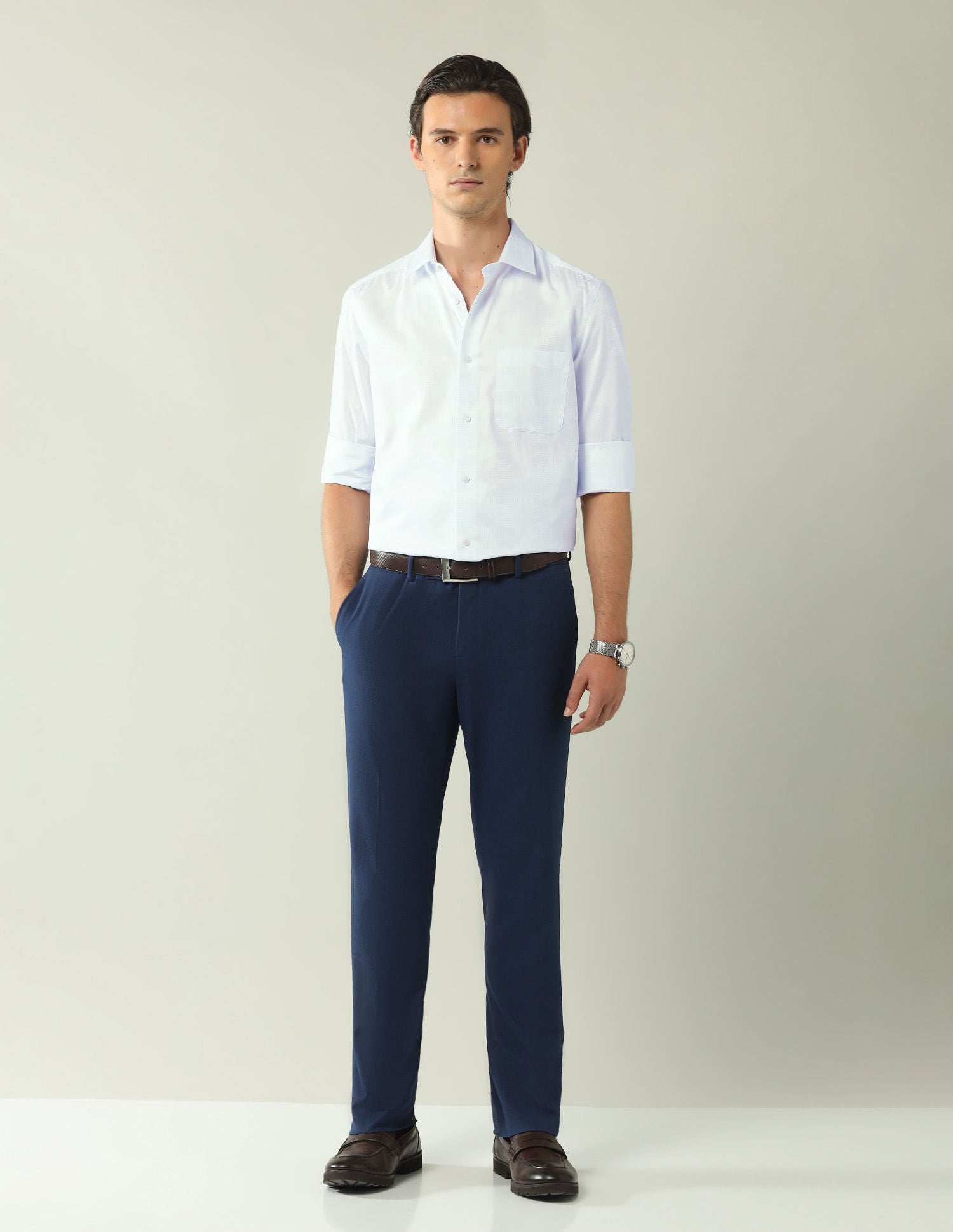 Wardrobe-Coded Regular Fit Vertical Striped Shirt